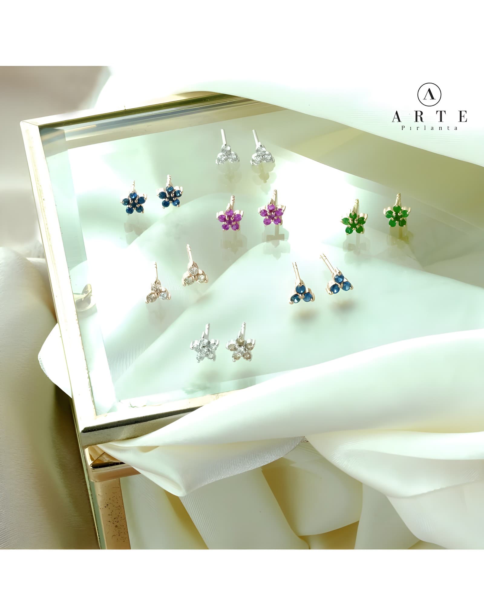 Safir Çiçek Küpe TEK — 2. görünüm