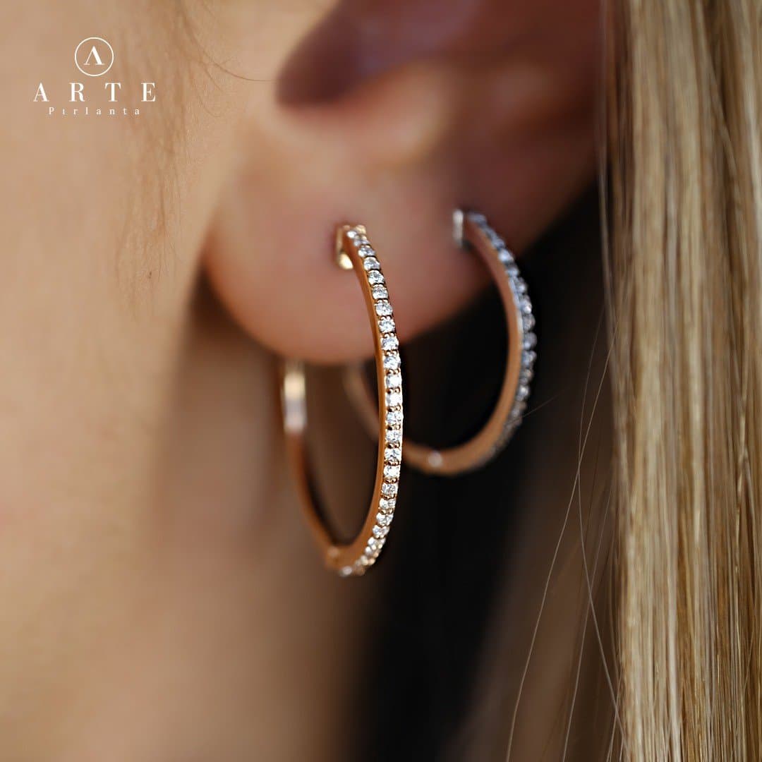 0.25ct Pırlanta Halka Küpe — 3. görünüm