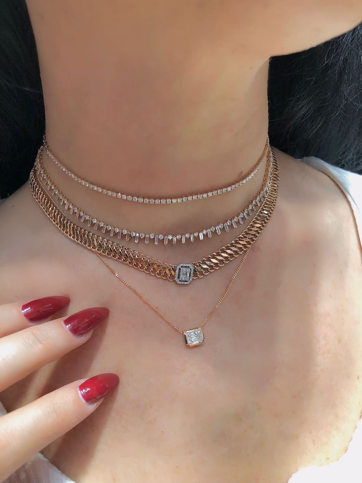0.30ct F Rengi Baget Pırlanta Choker — 7. görünüm