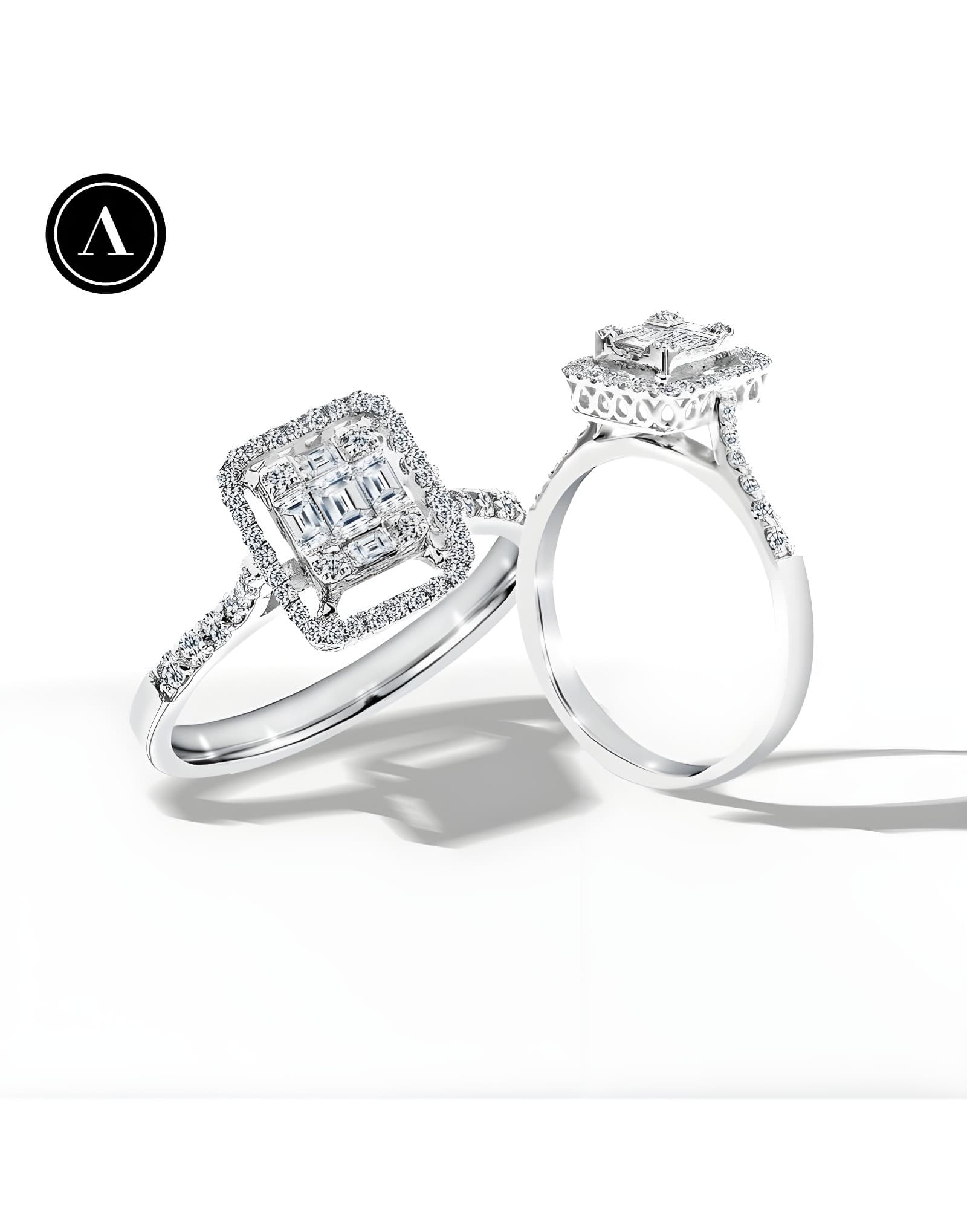 0.55ct F Rengi Yüksek Baget Pırlanta Yüzük