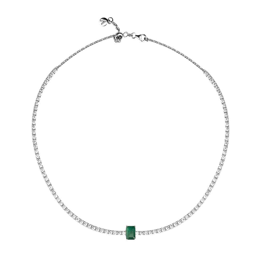3.00ct Zümrüt & Pırlanta Tennis Choker — 5. görünüm