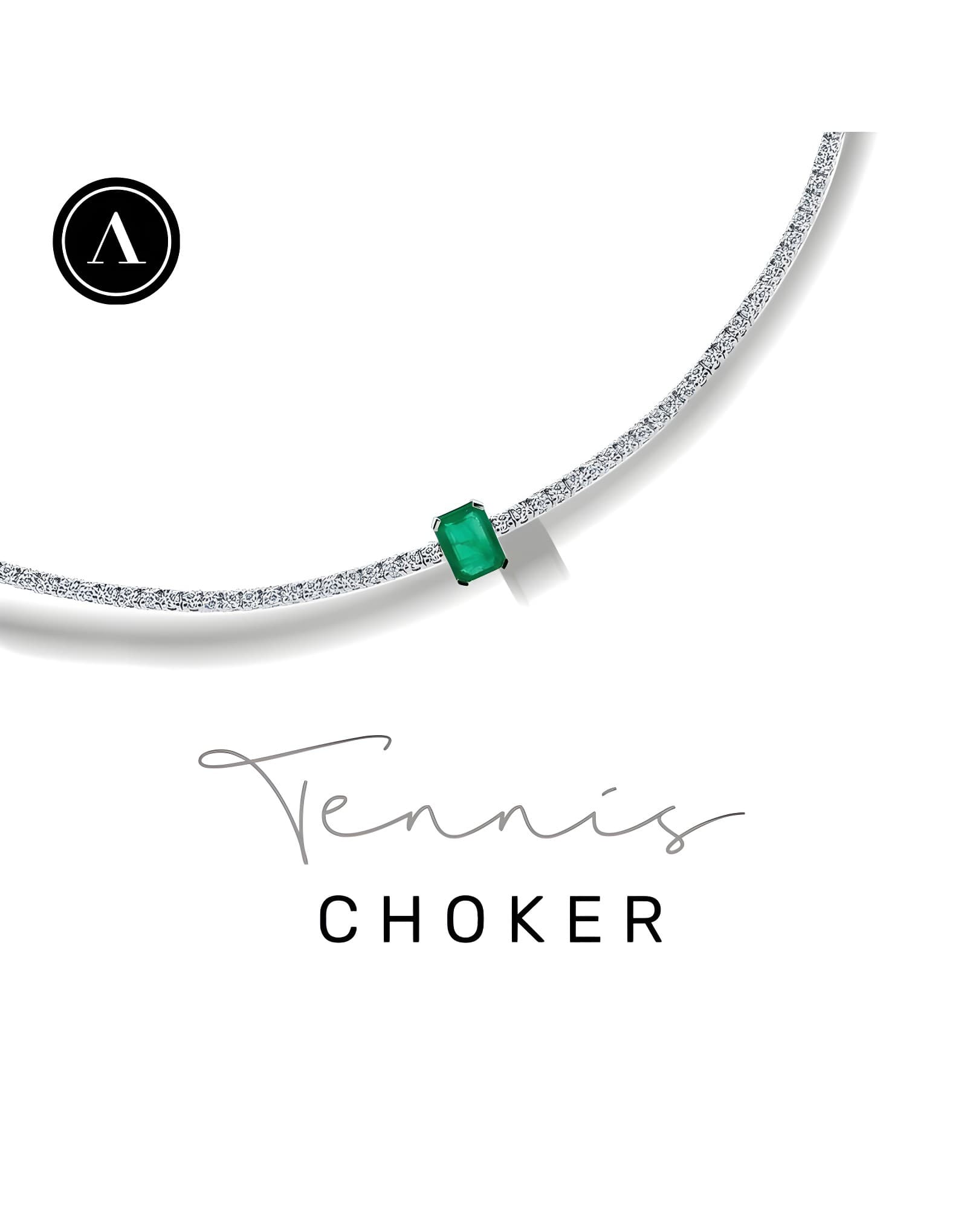 3.00ct Zümrüt & Pırlanta Tennis Choker — 2. görünüm