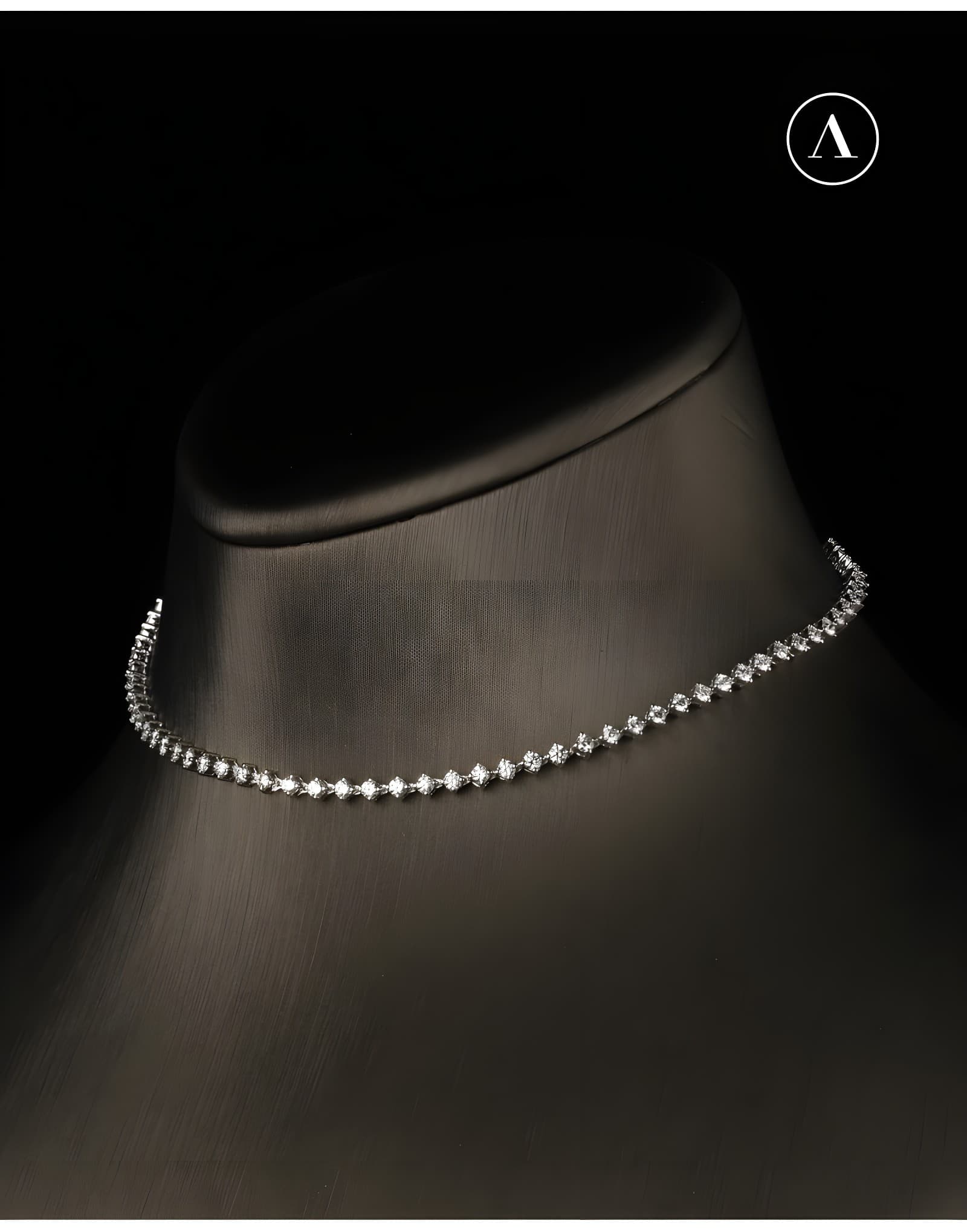 2.60ct F Rengi Tennis Choker Çapraz — 2. görünüm