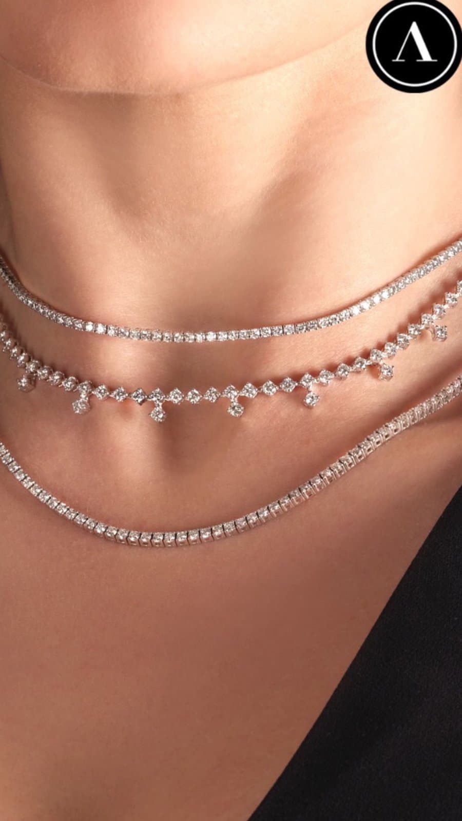3.50ct F Rengi 7 sallantılı Tennis Choker — 3. görünüm