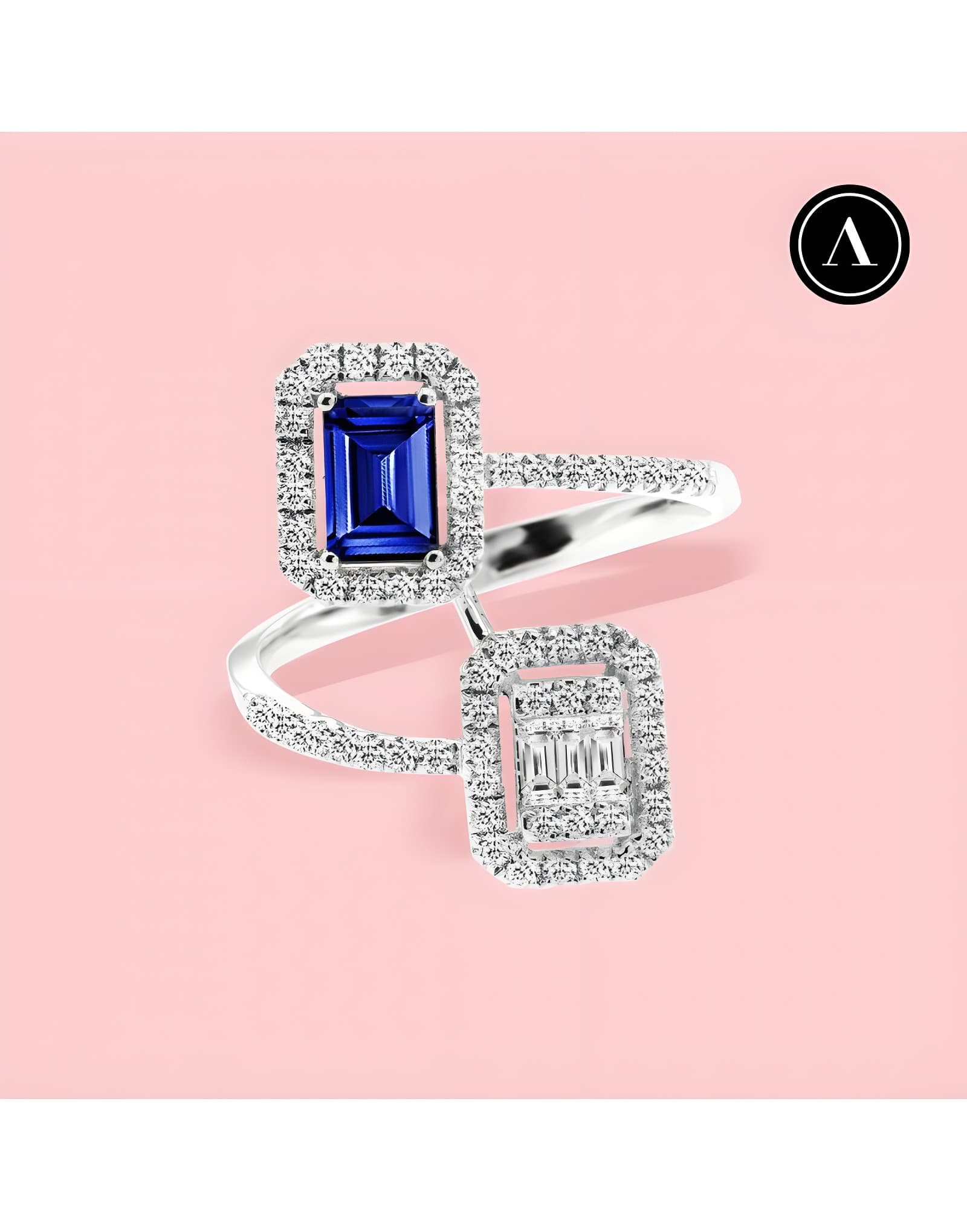 Safir ve Pırlantalı Günlük Stil Yüzük — 2. görünüm