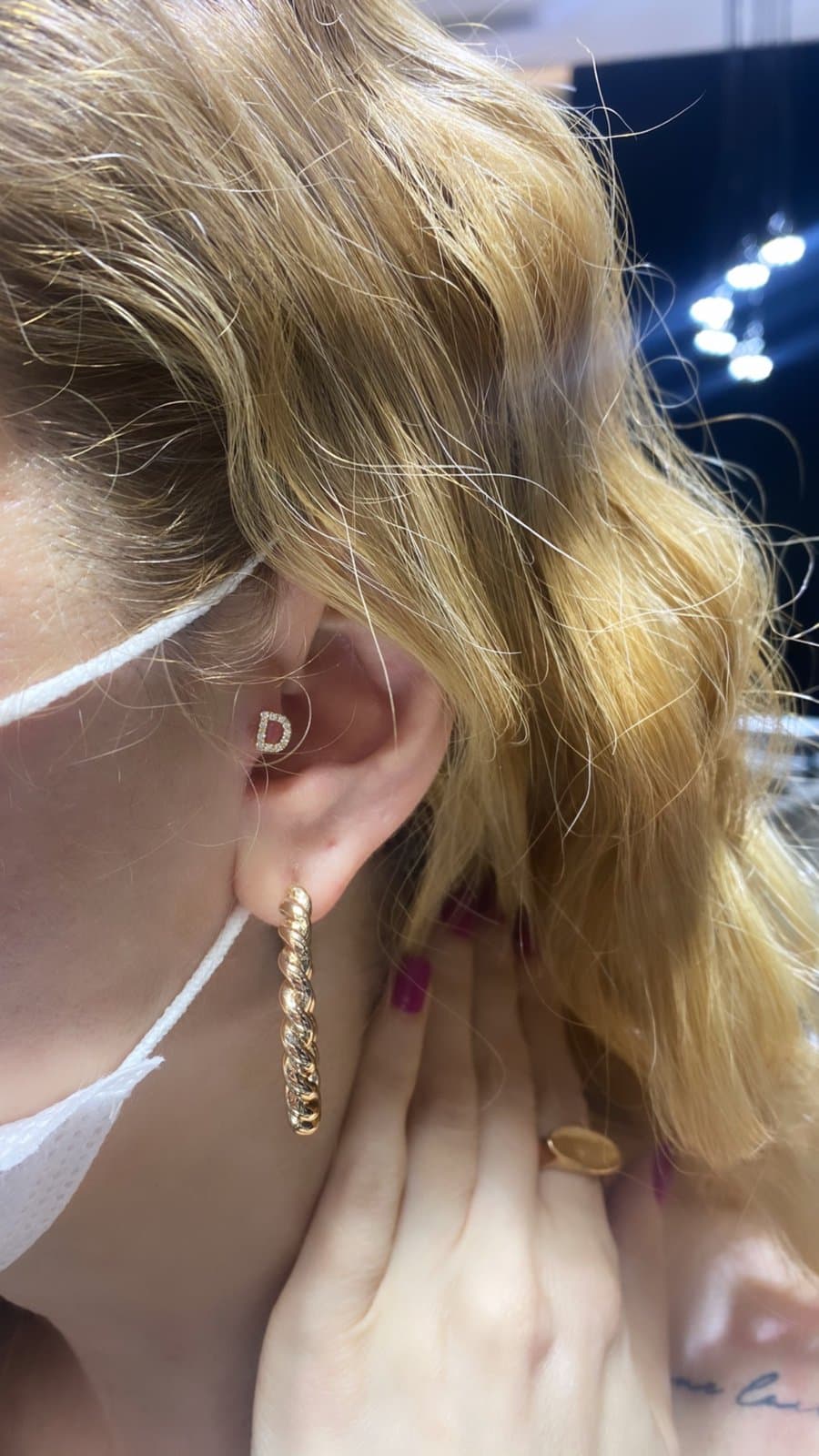 Tragus Harf Pırlanta Küpe — 9. görünüm