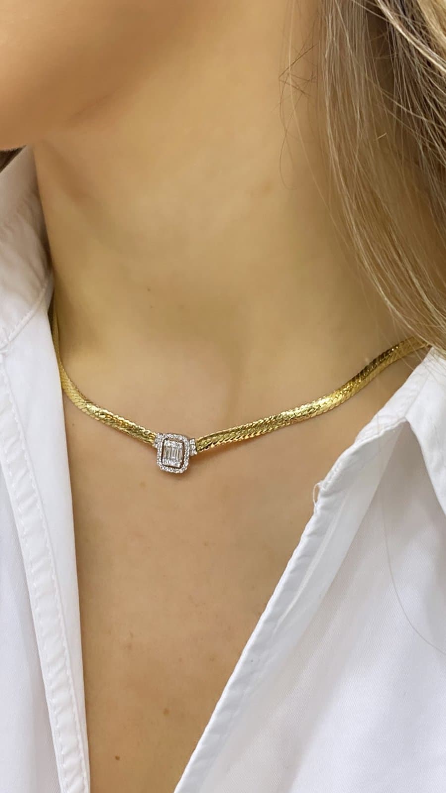 0.40ct F Rengi Baget Pırlanta Choker — 3. görünüm
