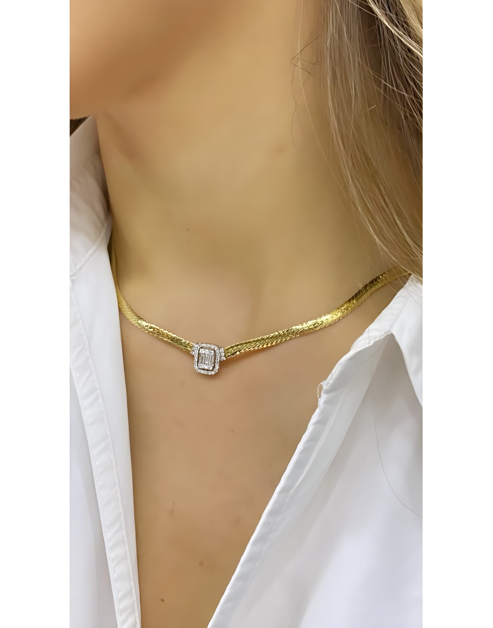 0.40ct F Rengi Baget Pırlanta Choker — 2. görünüm