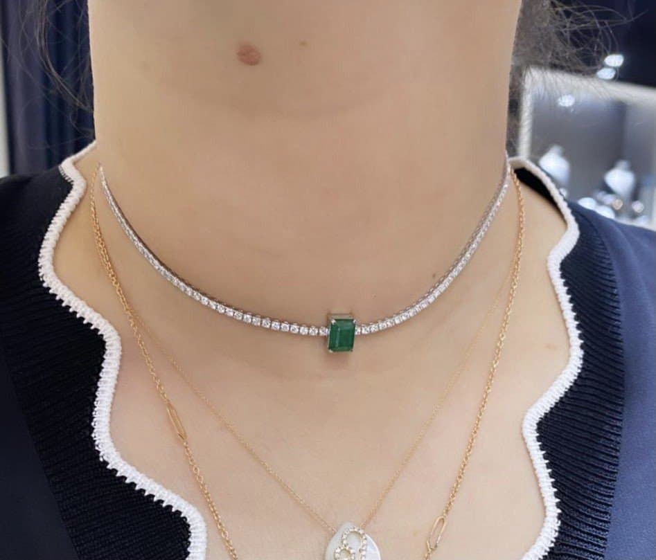 7.50 ct F Rengi Pırlanta x Zümrüt Choker — 3. görünüm