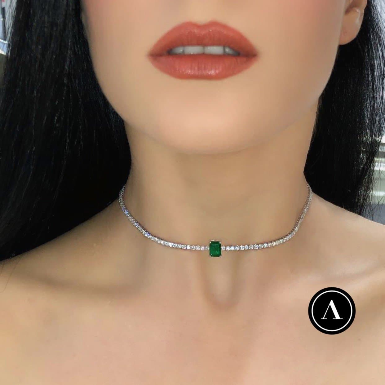 7.50 ct F Rengi Pırlanta x Zümrüt Choker — 4. görünüm
