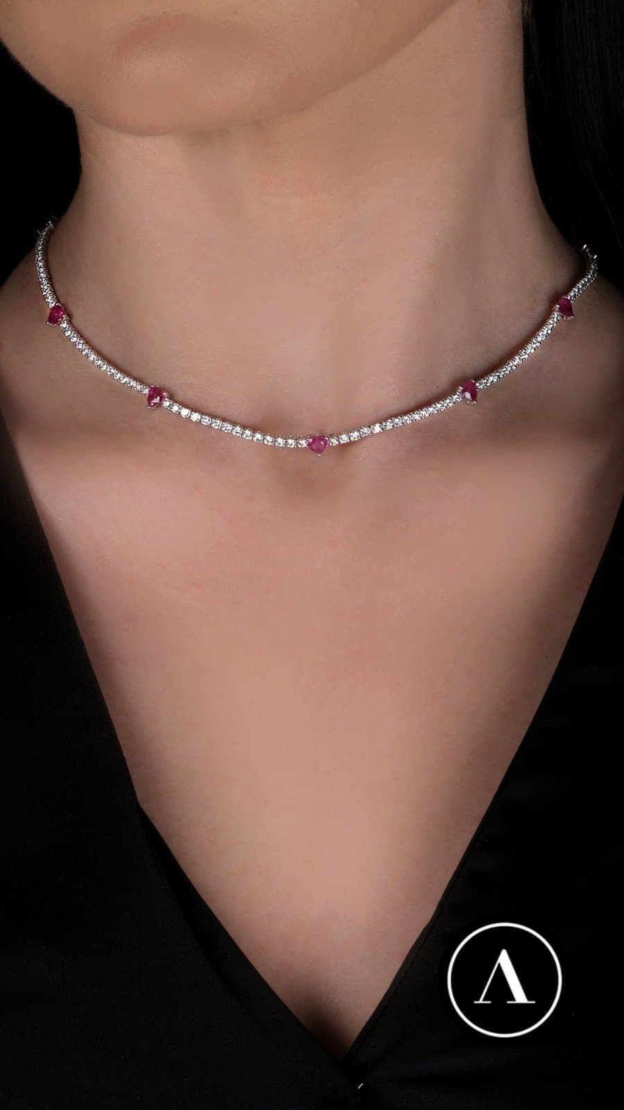 3.00ct Pırlanta ve kalp Kesim Yakut Choker — 4. görünüm