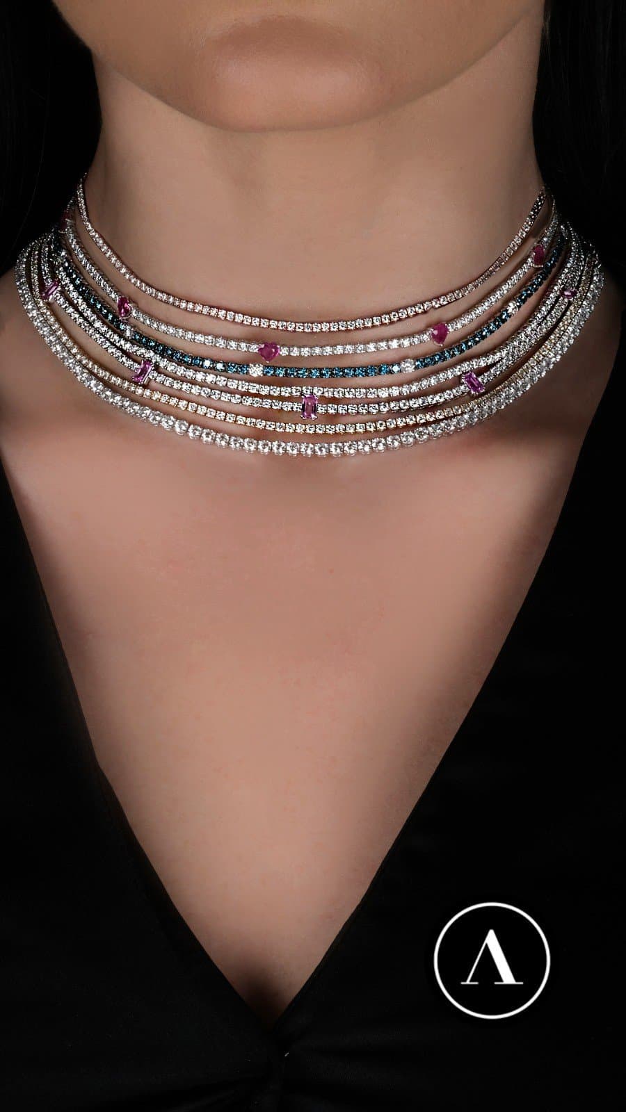 3.00ct Pırlanta ve kalp Kesim Yakut Choker — 5. görünüm