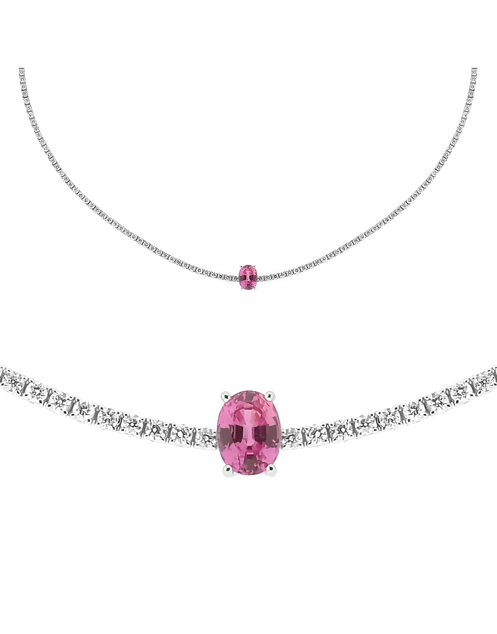 Pink Safir Oval Pırlantalı Choker