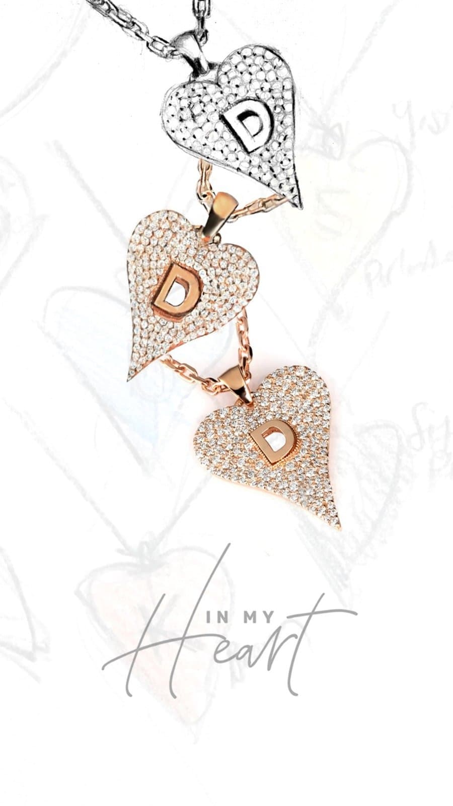 In my heart Full Diamond Harf Kolye — 8. görünüm