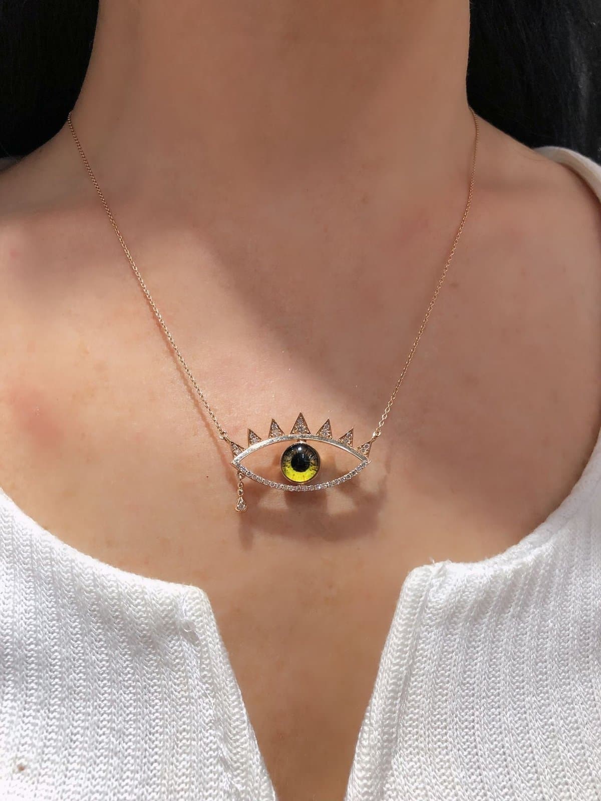 'Your Eyes' 0.40ct Pırlanta Göz Kolye — 7. görünüm