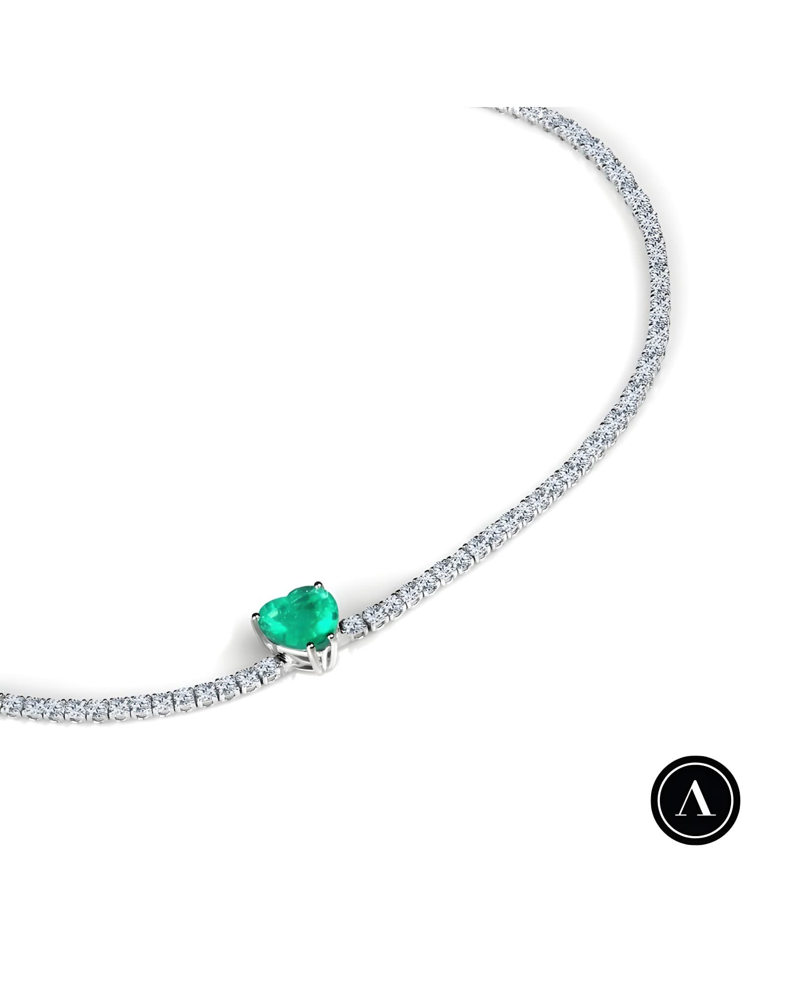 Kalp Kesim Zümrüt Pırlanta Choker