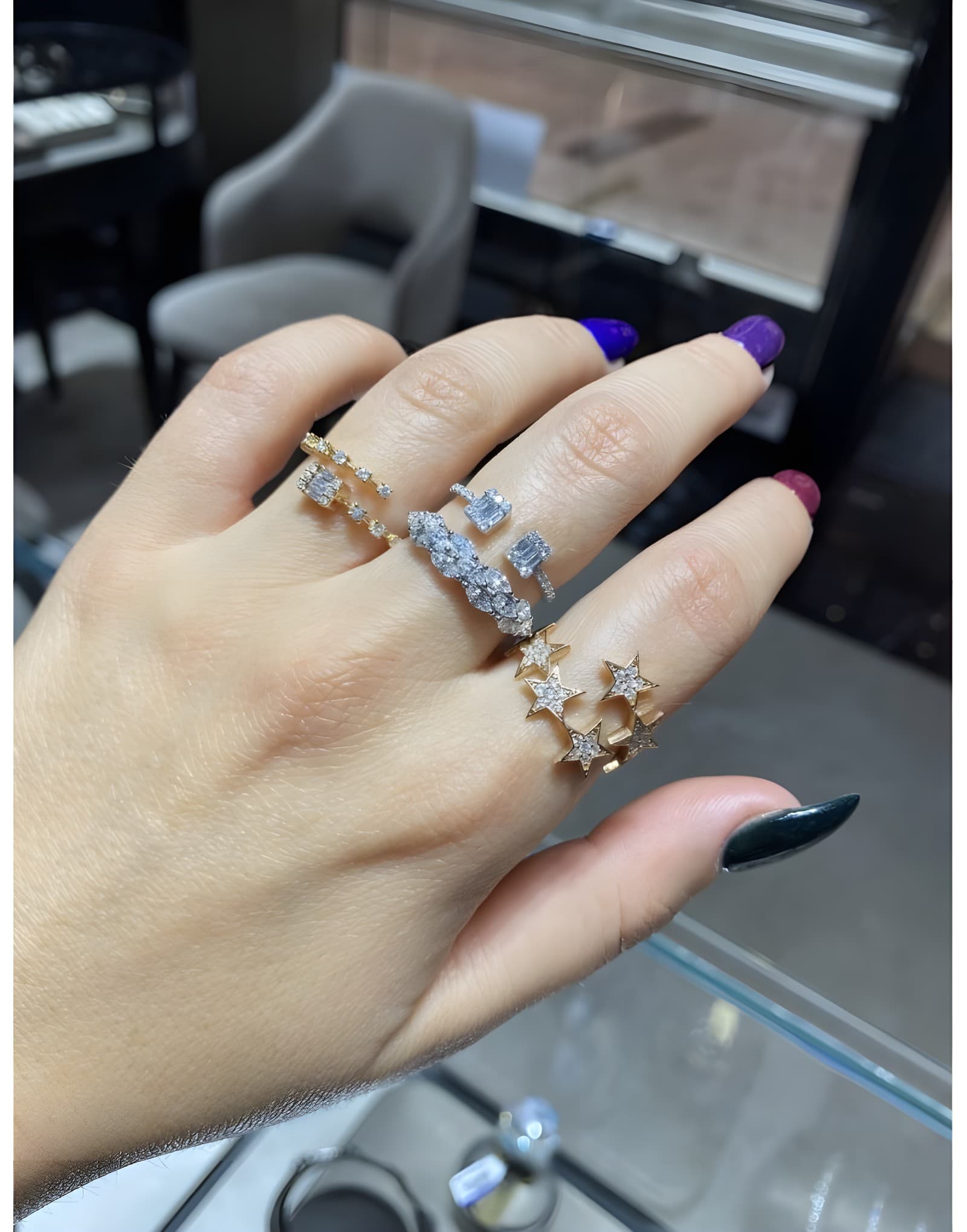 0.30ct Baget Pırlantalı Günlük Stil Yüzük — 2. görünüm