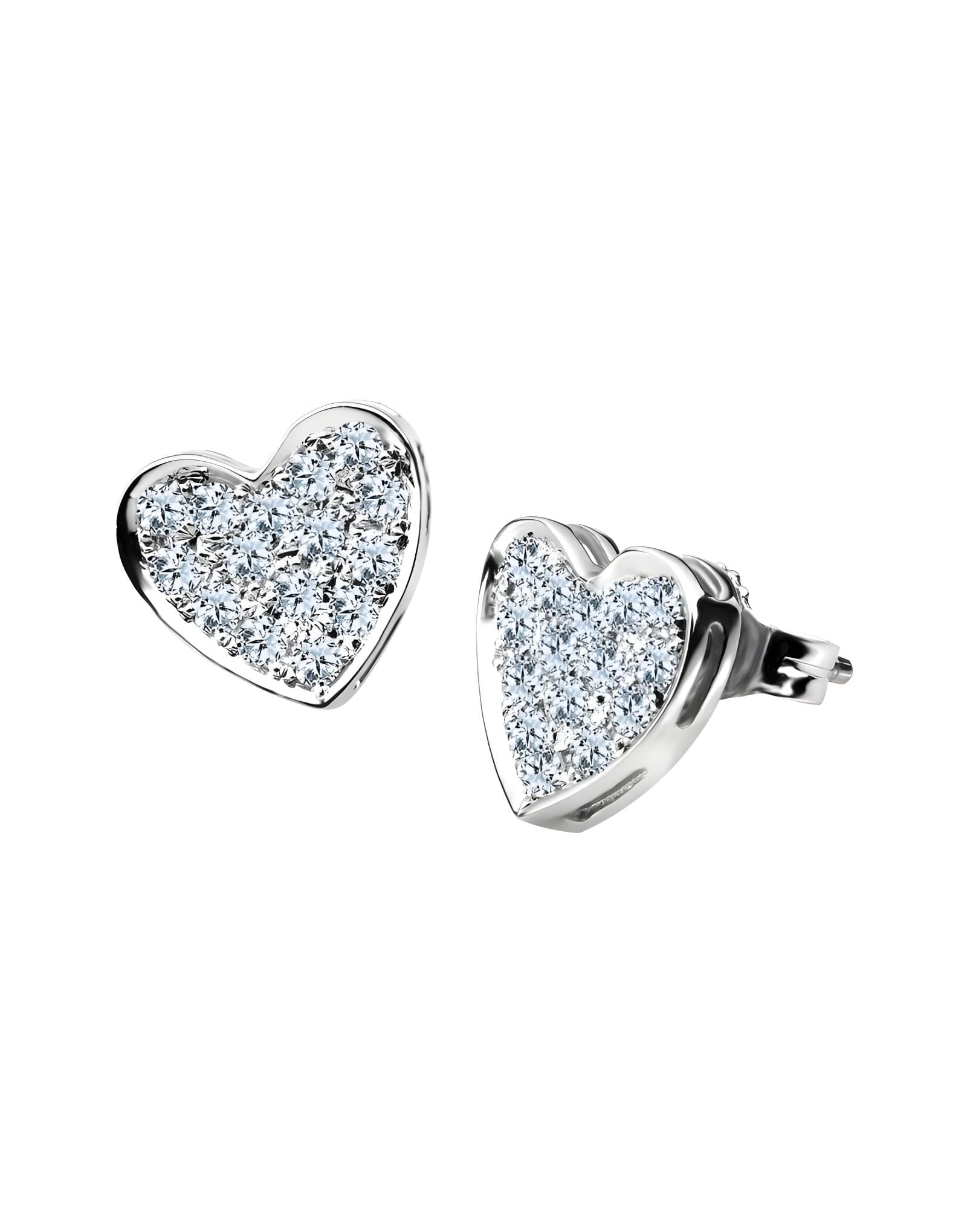 0.55ct F Rengi Pırlanta Kalp Altın Küpe