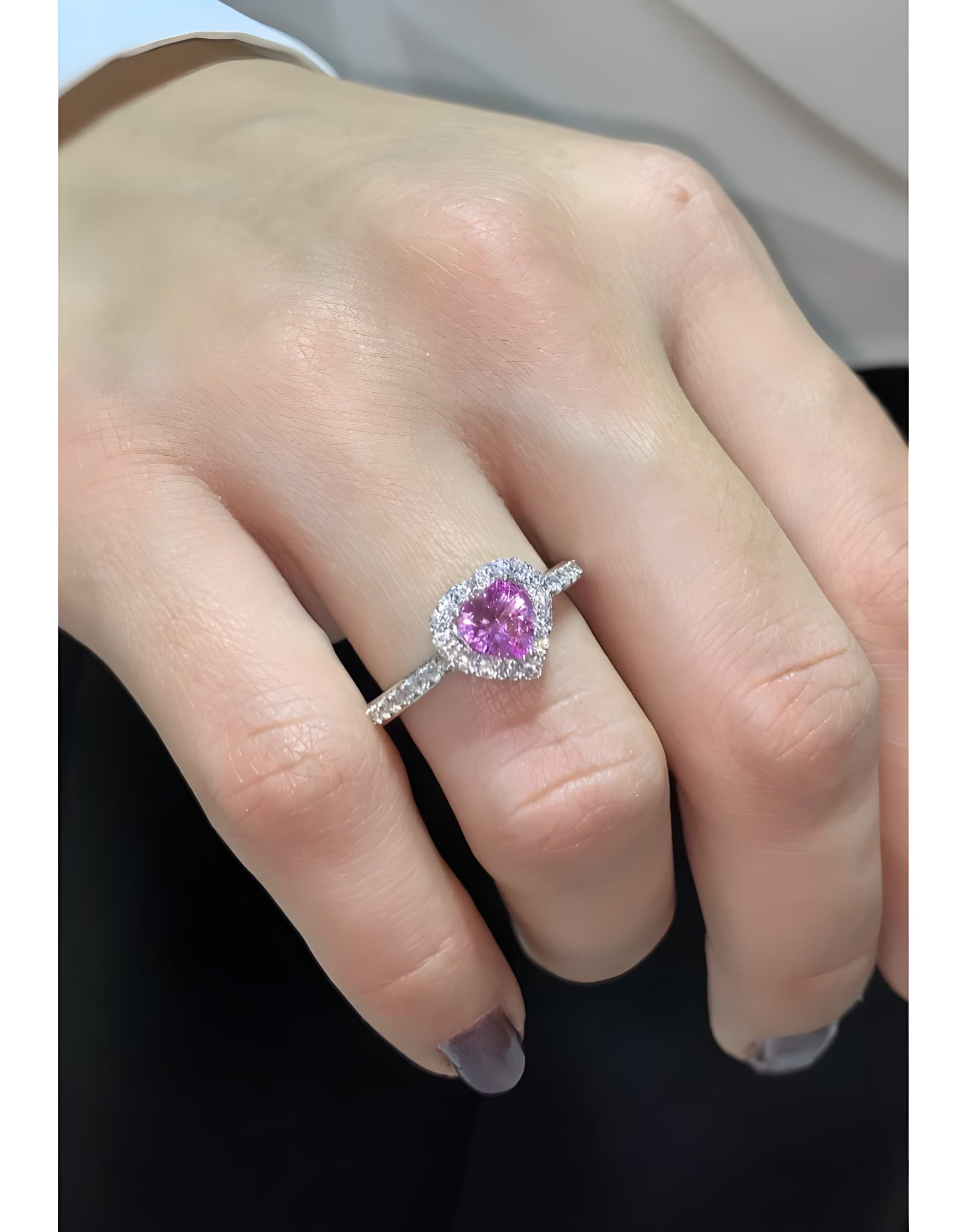 Arte Love Pink Sapphire Kalp Pırlanta Yüzük — 2. görünüm