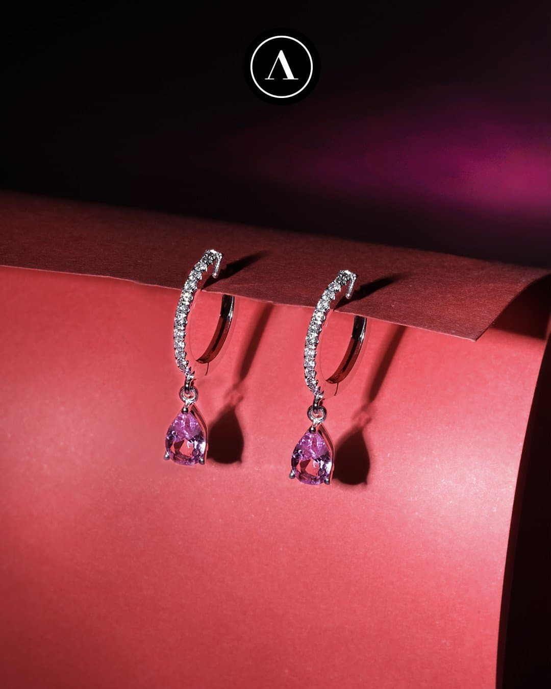 Pink Sapphire Damla Pırlanta Altın Küpe — 4. görünüm