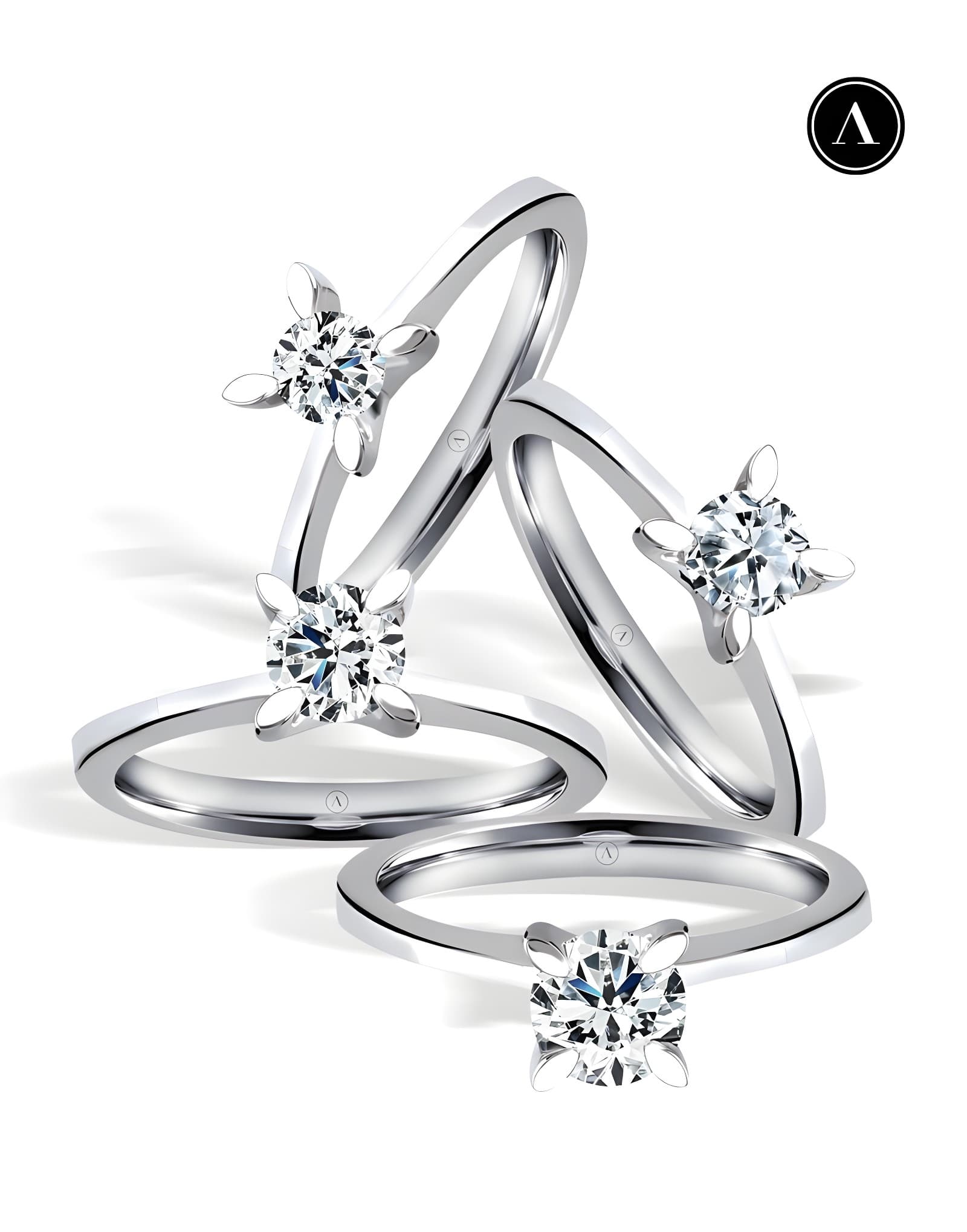 HRD 0.50ct F Rengi SI Pırlanta Tektaş Altın Yüzük — 2. görünüm