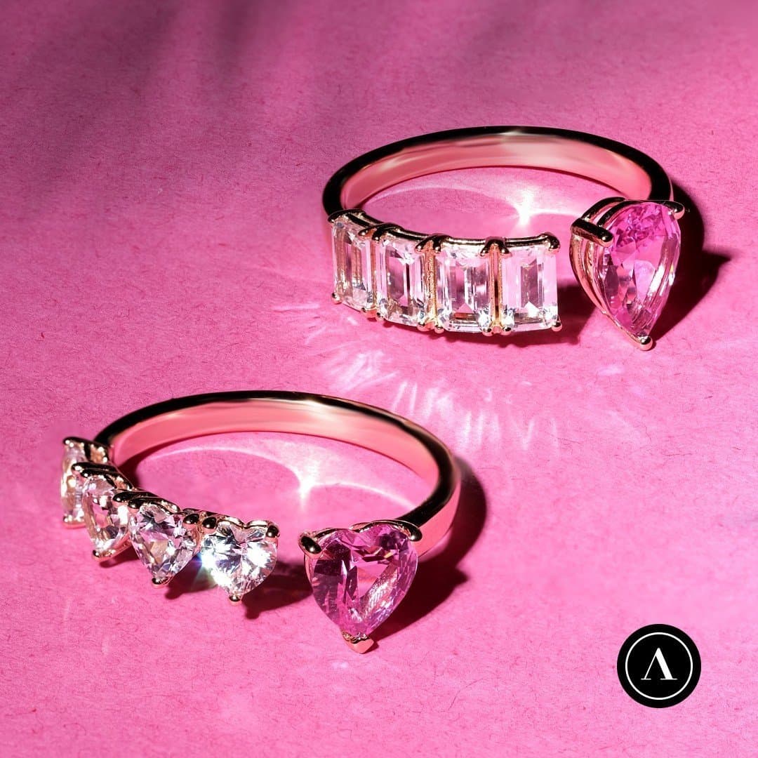 Pink Full Heart Sapphire Altın Yüzük — 4. görünüm