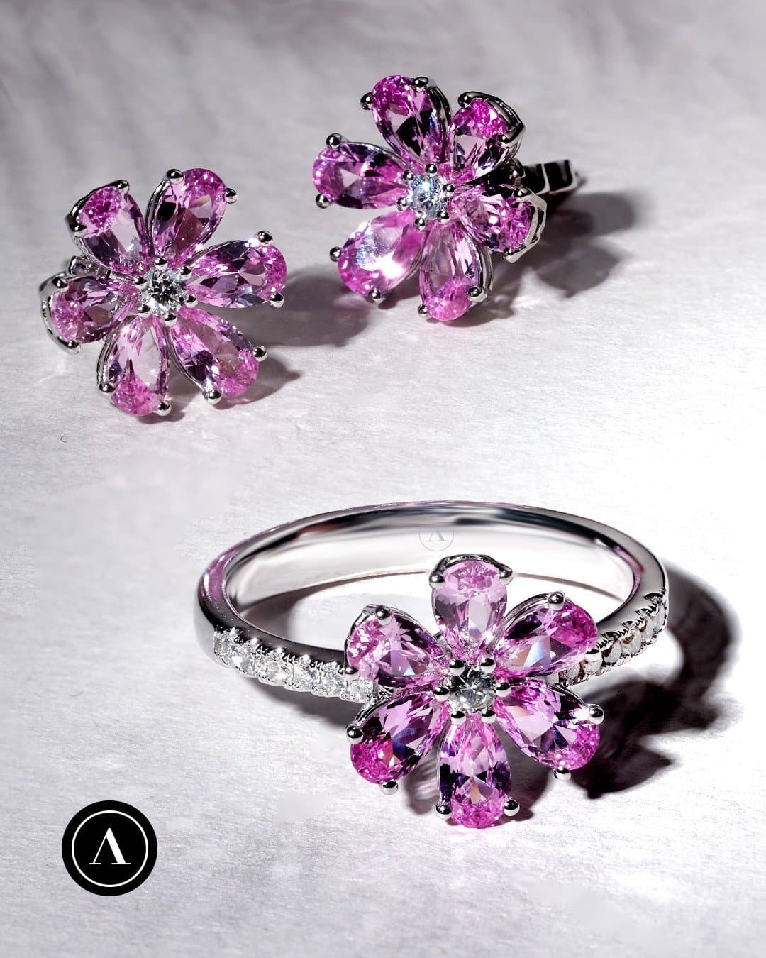 Flora PINK Pırlantalı Altın Yüzük — 4. görünüm