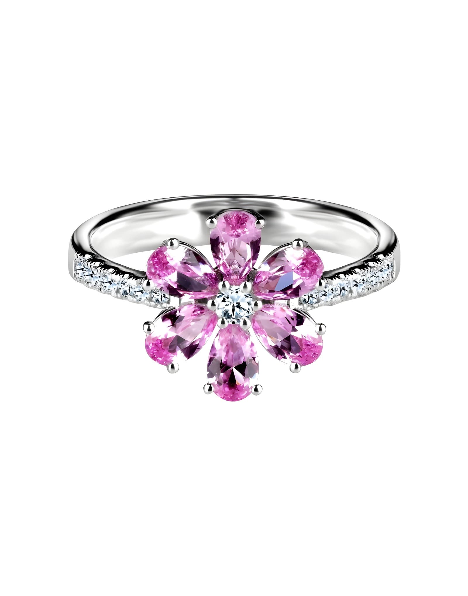 Flora PINK Pırlantalı Altın Yüzük