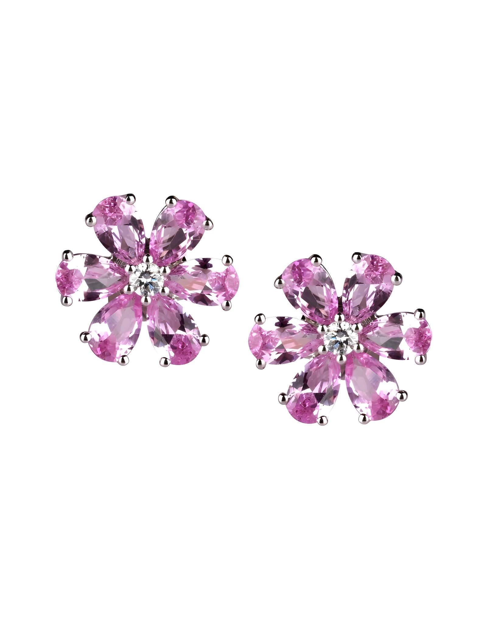 Flora PINK Pırlantalı Altın Küpe