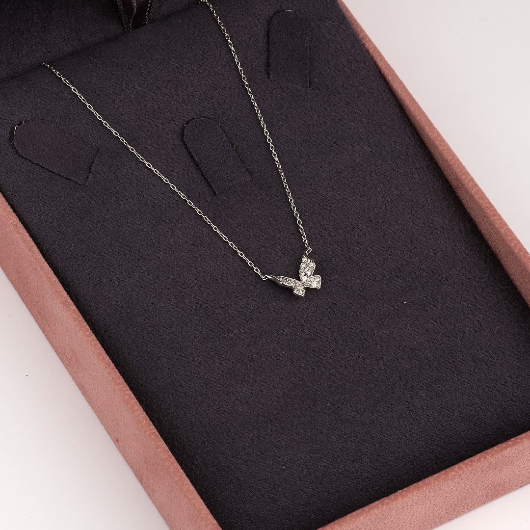 0.12ct F Rengi Pırlanta Altın Kelebek Kolye — 3. görünüm