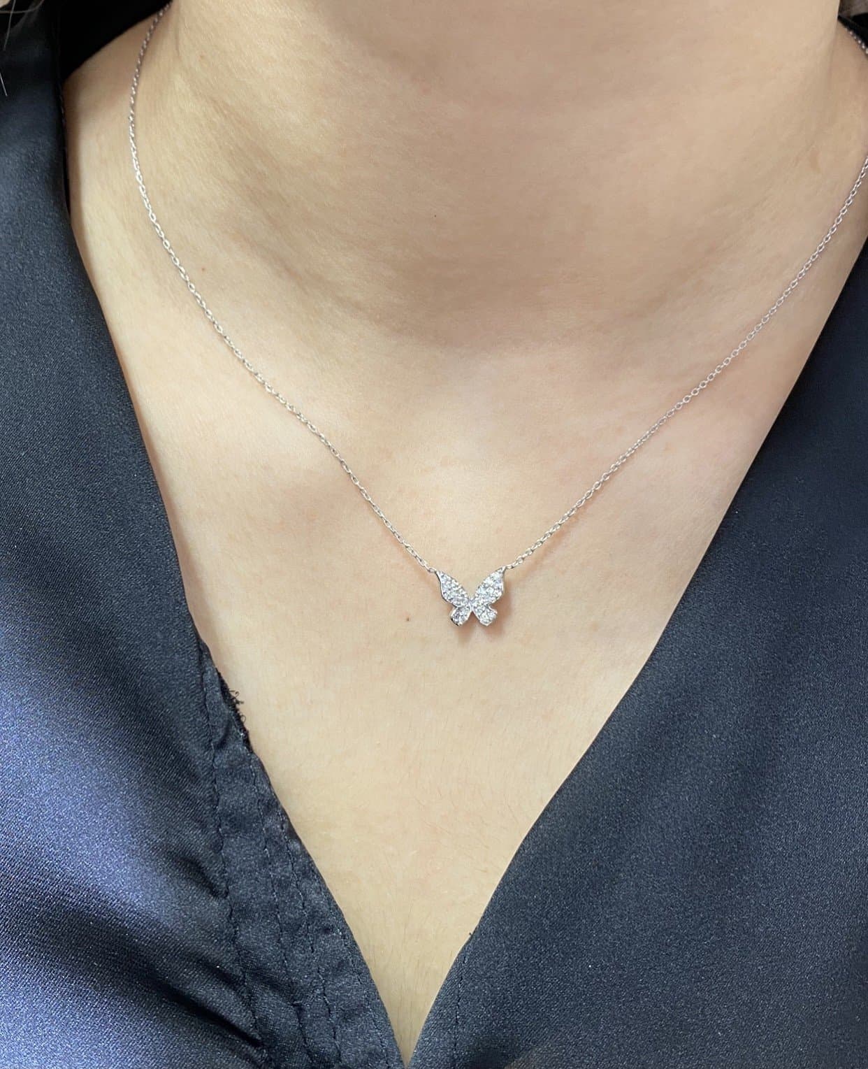 0.12ct F Rengi Pırlanta Altın Kelebek Kolye — 4. görünüm