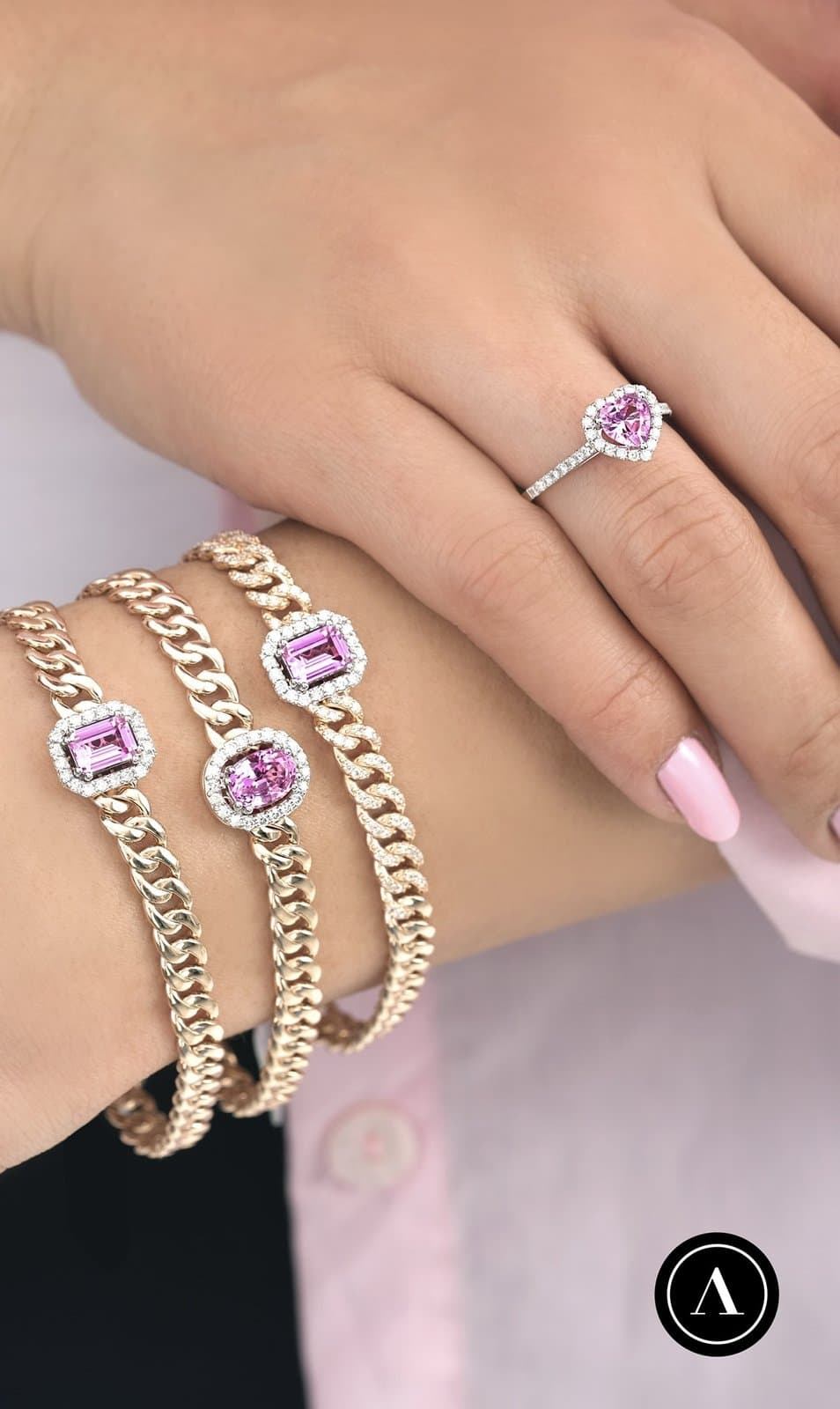 Sagra Pink Sapphire 0.75ct Pırlanta Altın Bileklik — 3. görünüm