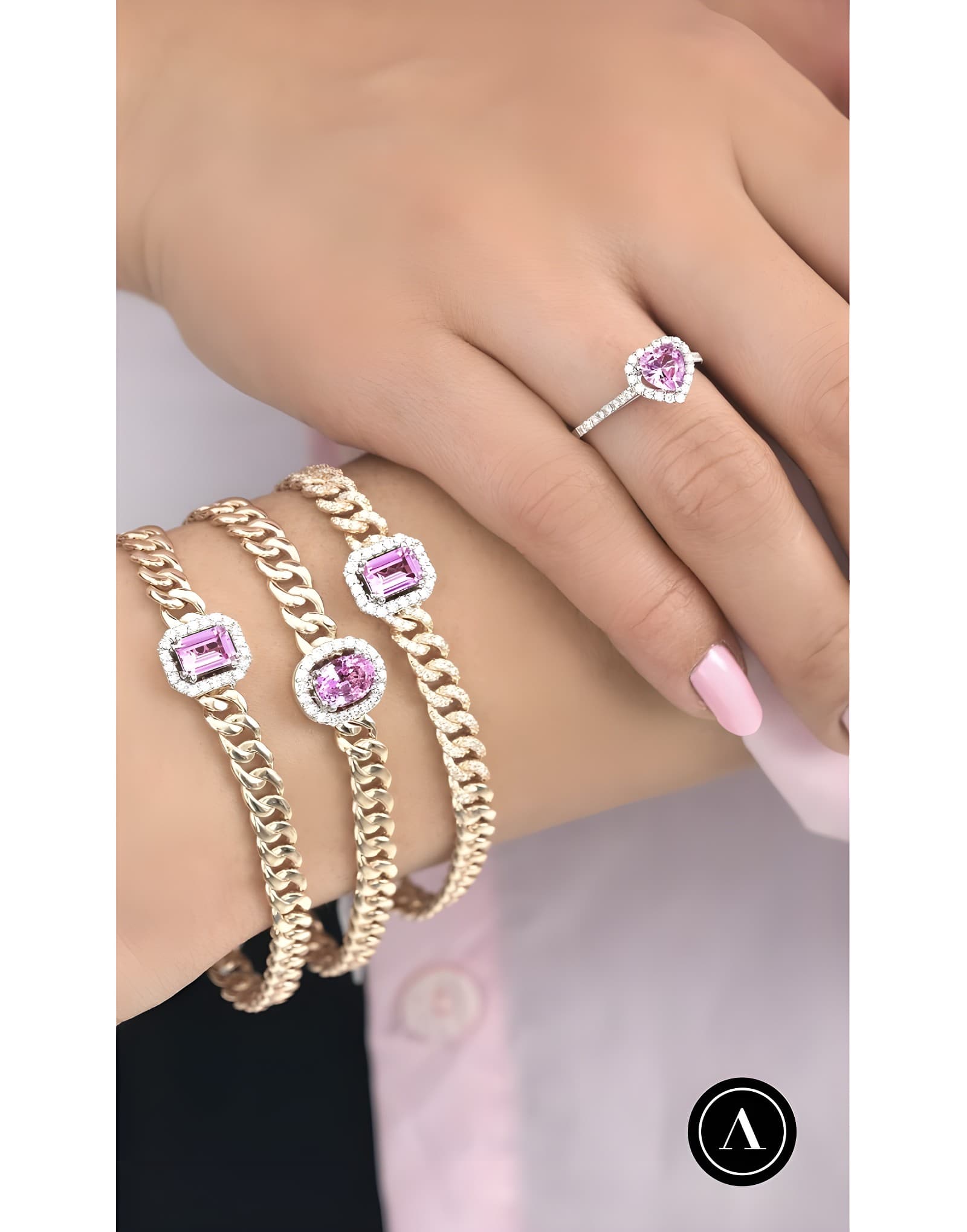 Sagra Pink Sapphire 0.75ct Pırlanta Altın Bileklik — 2. görünüm