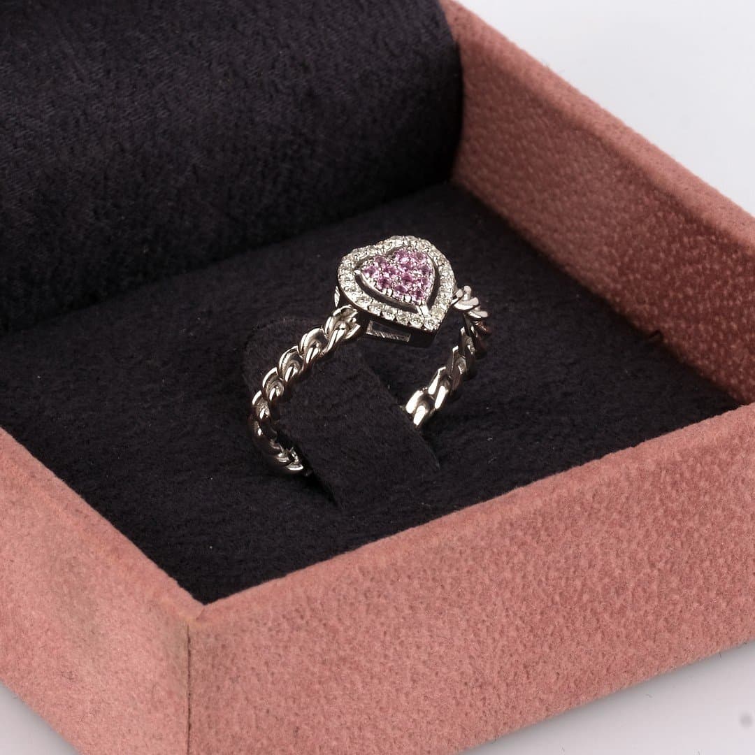 Arte Pink Safir ve Pırlantalı Zincir Altın Yüzük — 4. görünüm