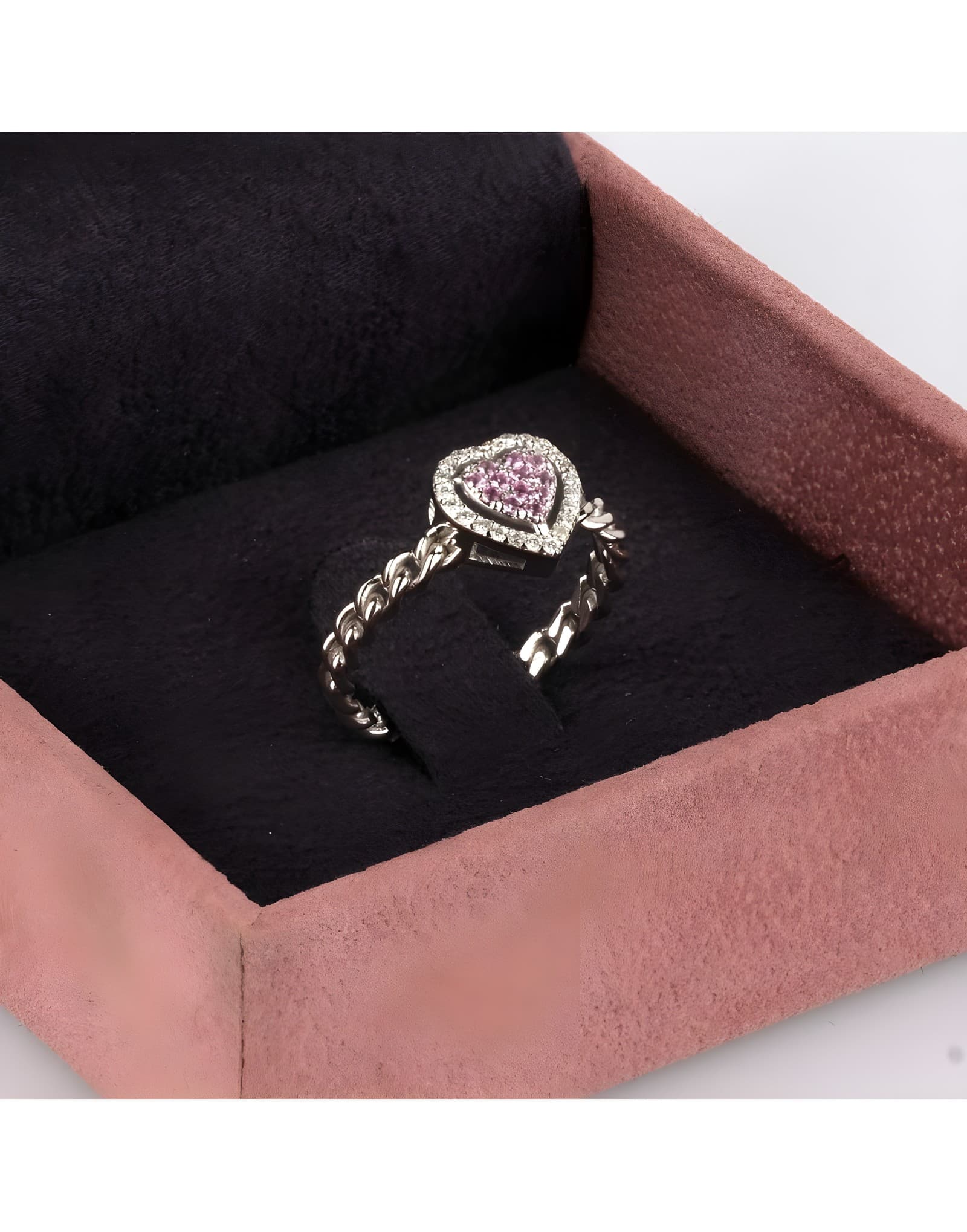 Arte Pink Safir ve Pırlantalı Zincir Altın Yüzük — 2. görünüm