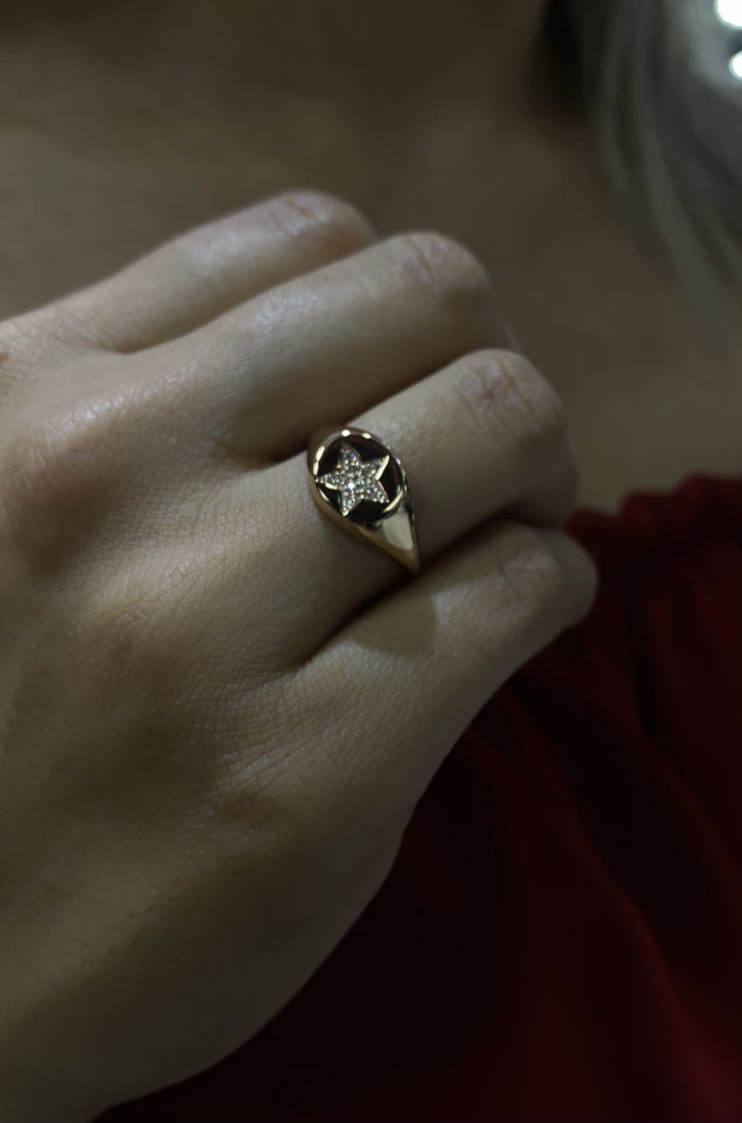 0.08ct F Rengi Pırlantalı Yıldız Altın Serçe Parmak Yüzük — 4. görünüm