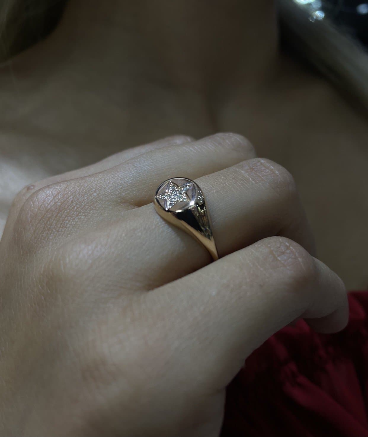 0.08ct F Rengi Pırlantalı Yıldız Altın Serçe Parmak Yüzük — 5. görünüm