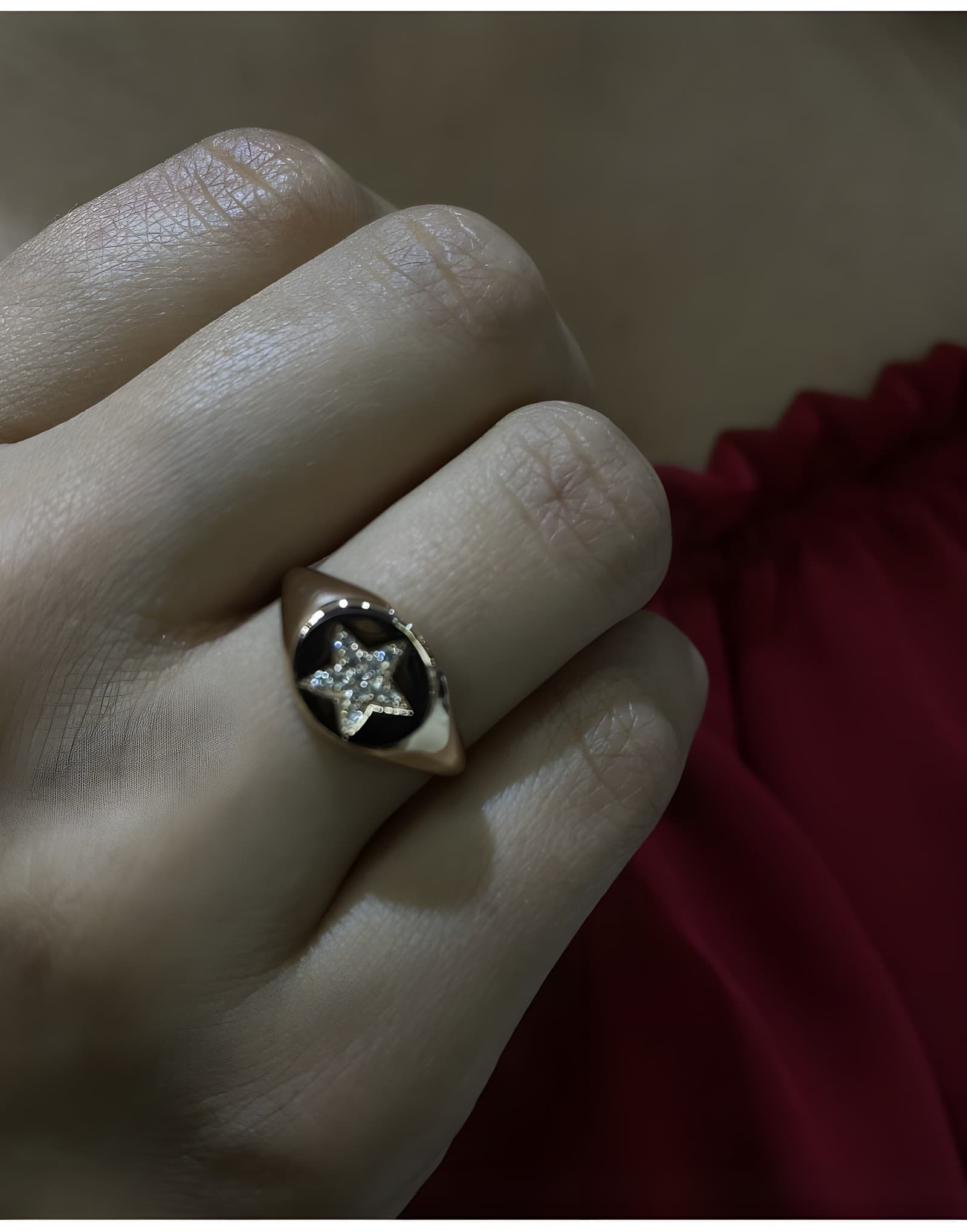 0.08ct F Rengi Pırlantalı Yıldız Altın Serçe Parmak Yüzük — 2. görünüm