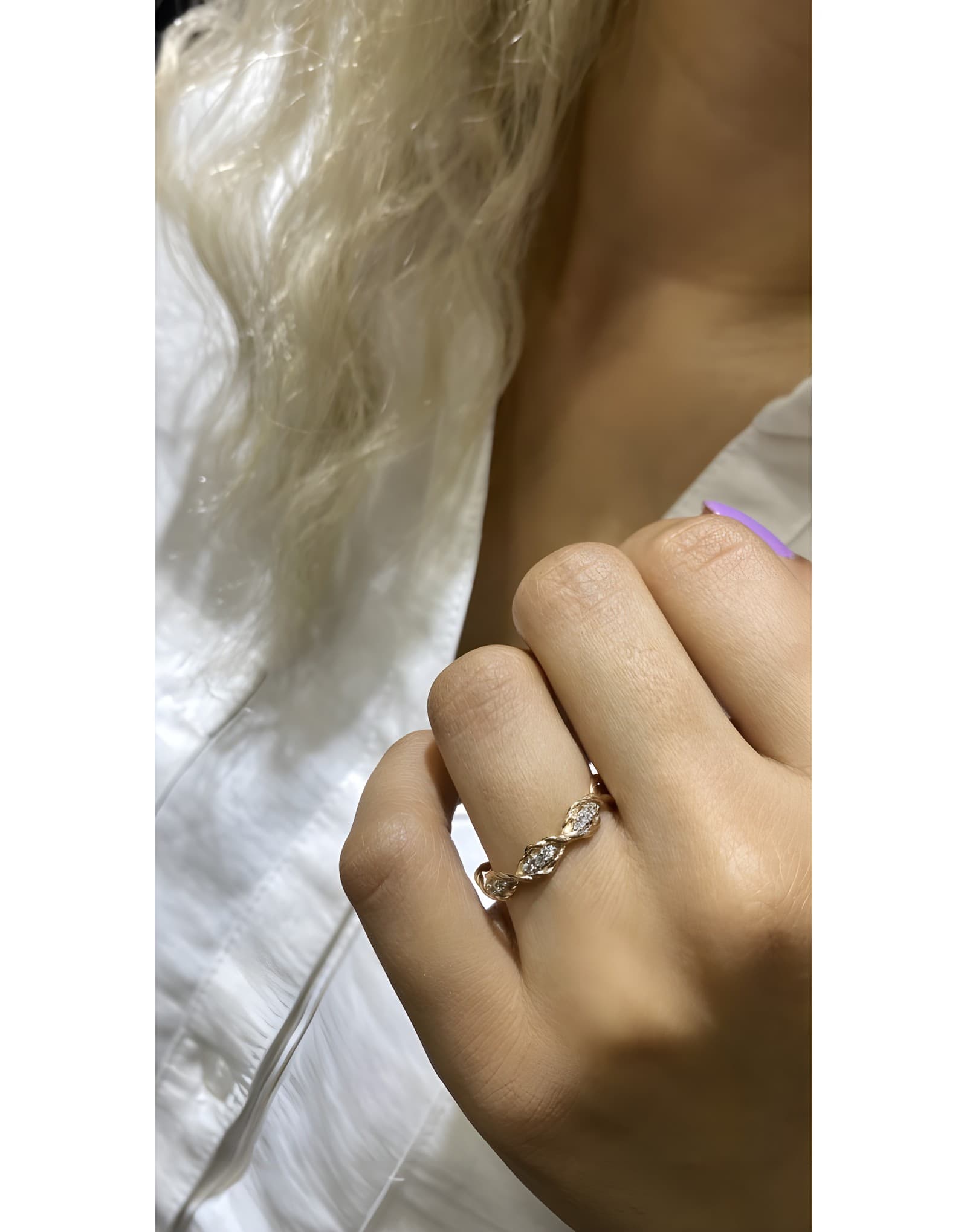 Burgu 0.12ct Pırlantalı Altın Yüzük — 2. görünüm