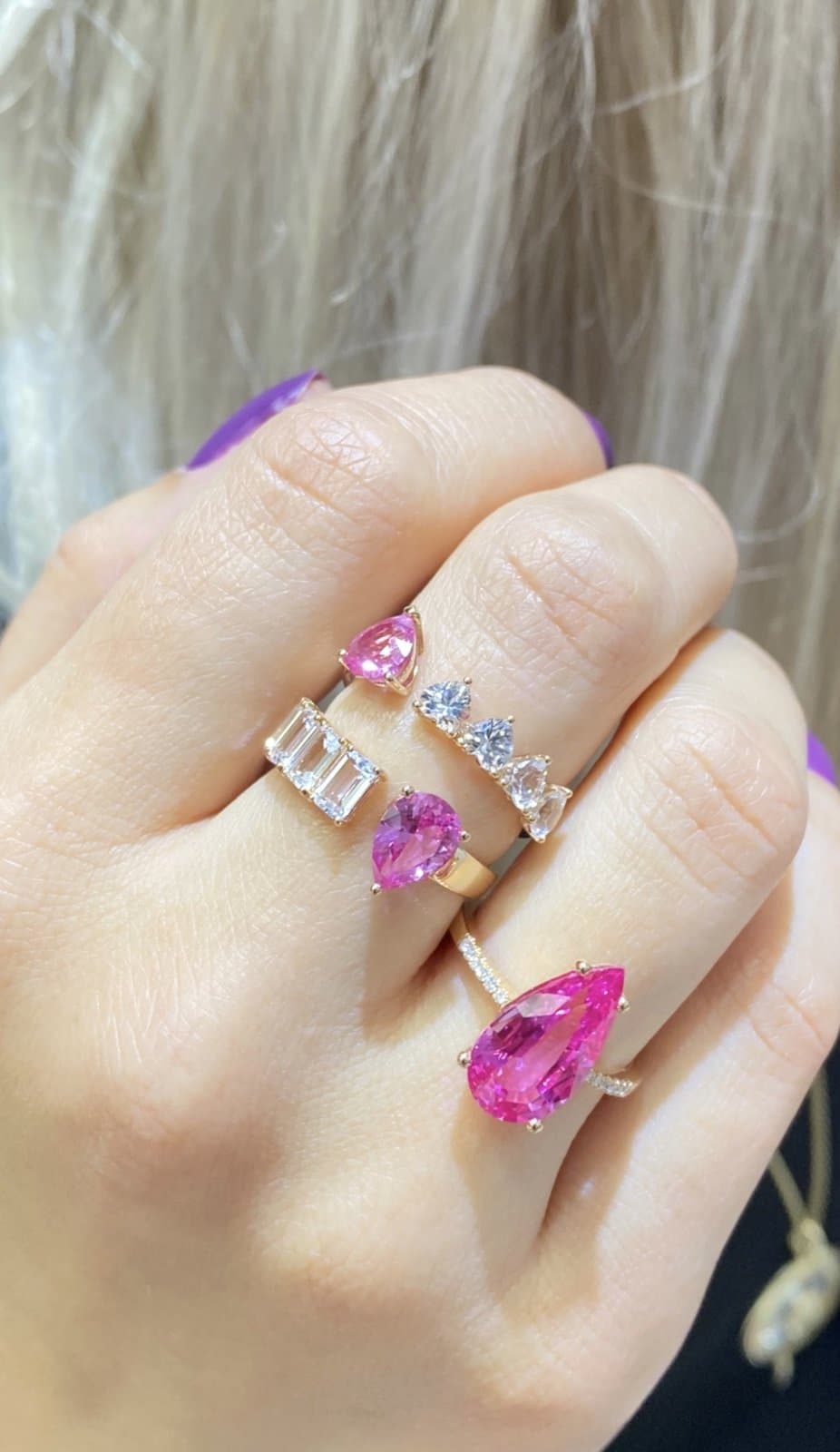 5.00Pink Sapphire Pırlantalı Altın Yüzük — 3. görünüm