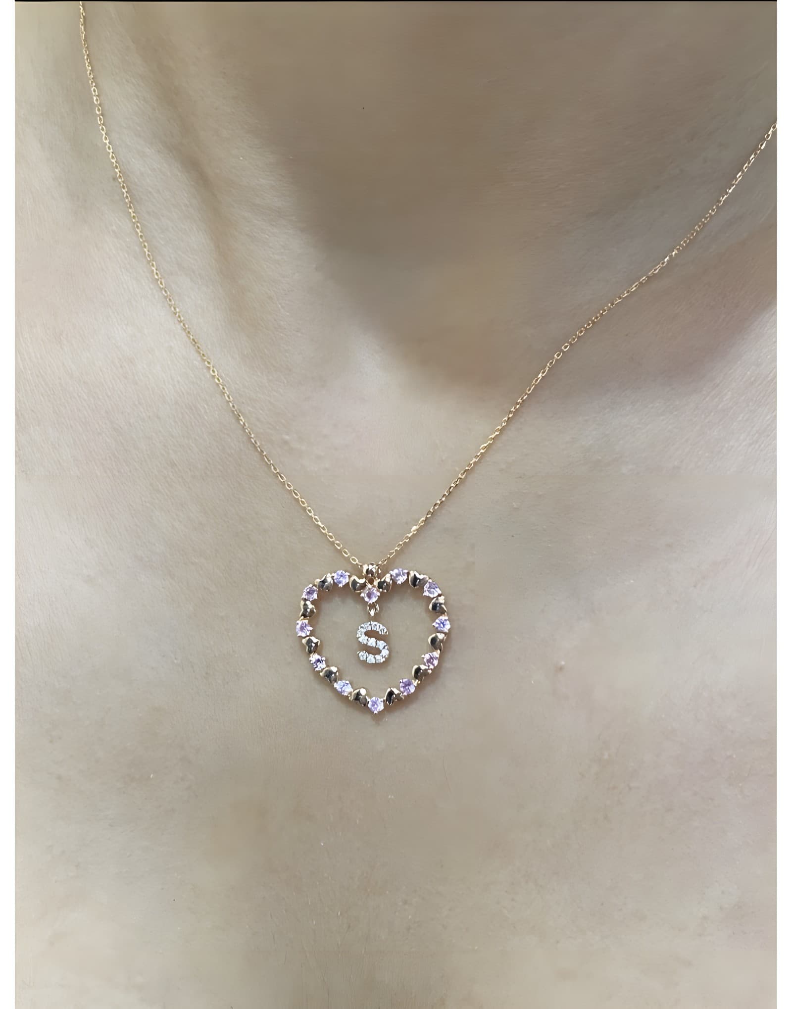 Pink Love Pırlantalı Harf Altın Kolye — 2. görünüm