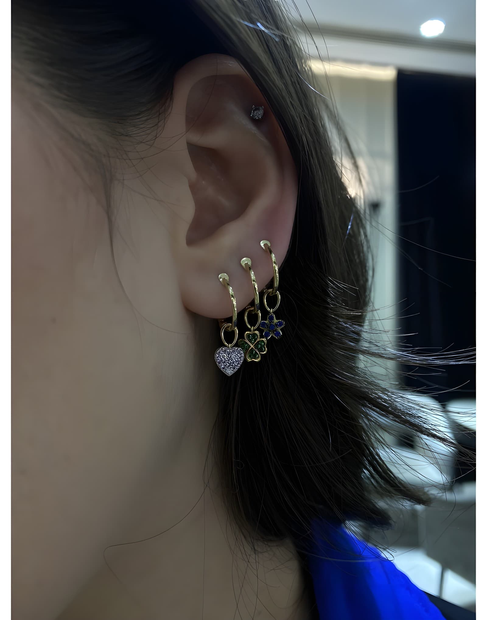Pink & Diamond Çiçek Küpe (Çift) — 2. görünüm