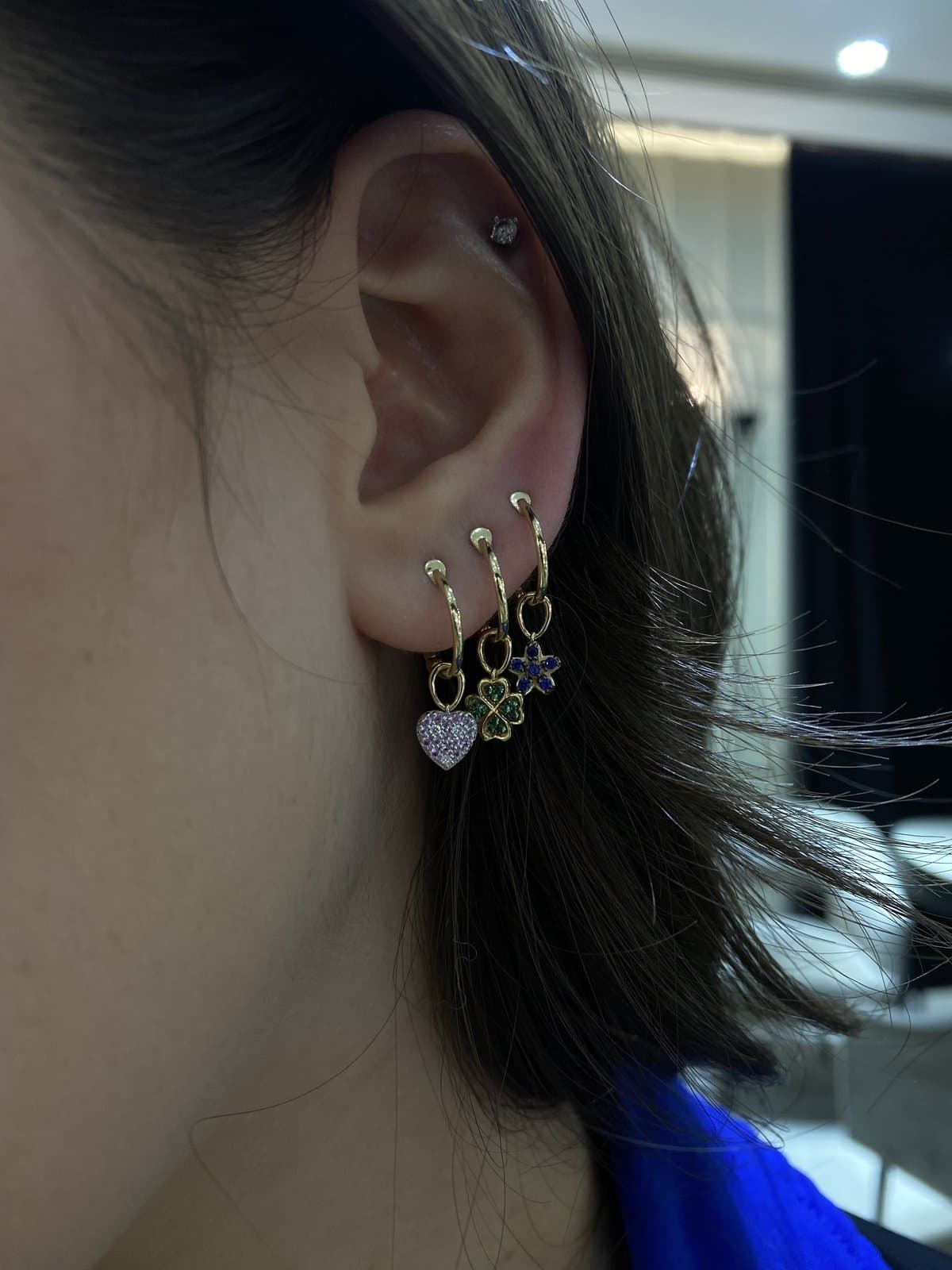 Pink &Diamond Heart Altın Küpe(çift) — 4. görünüm