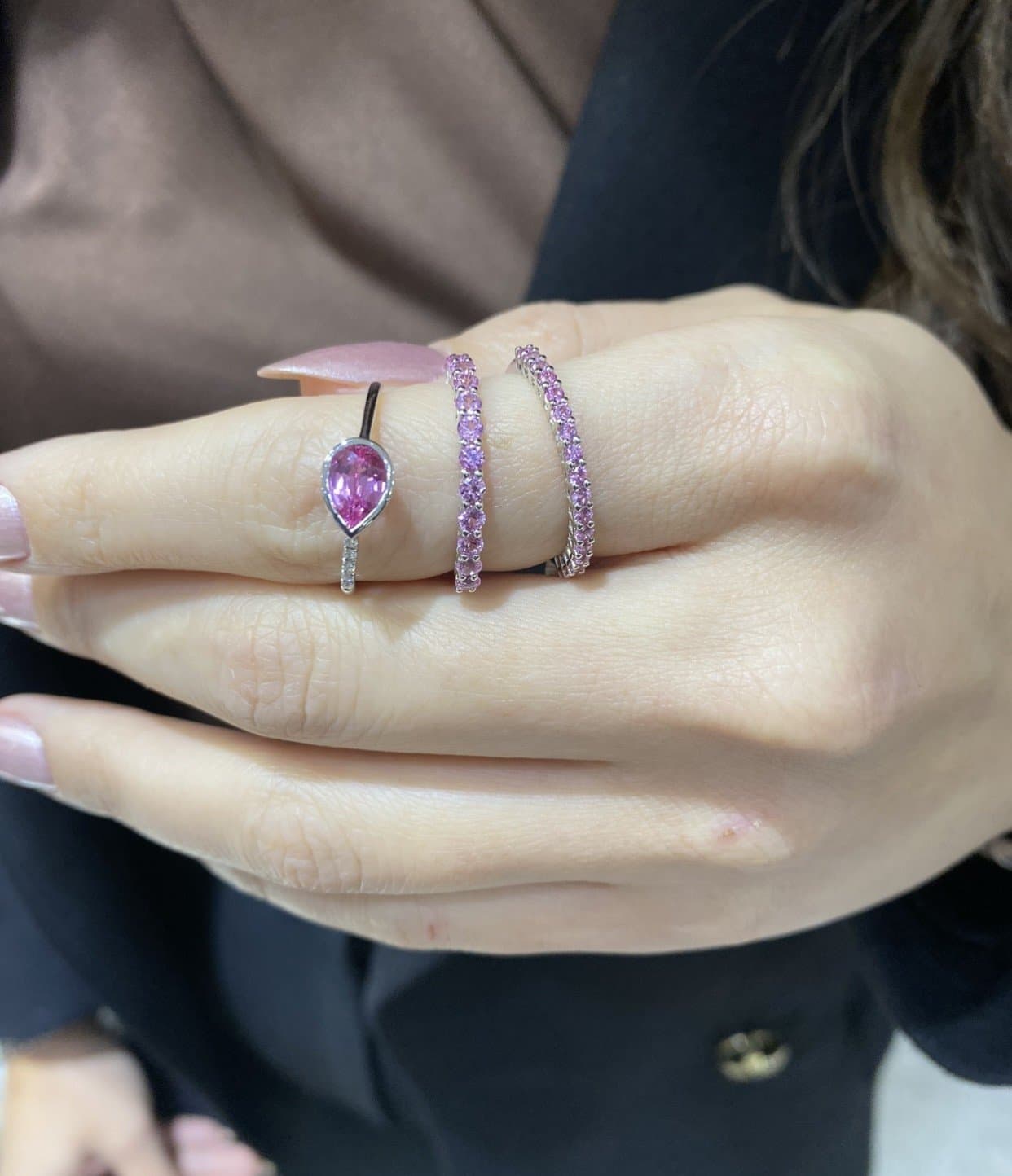 PINK Damlalı Pırlantalı Altın Yüzük — 4. görünüm