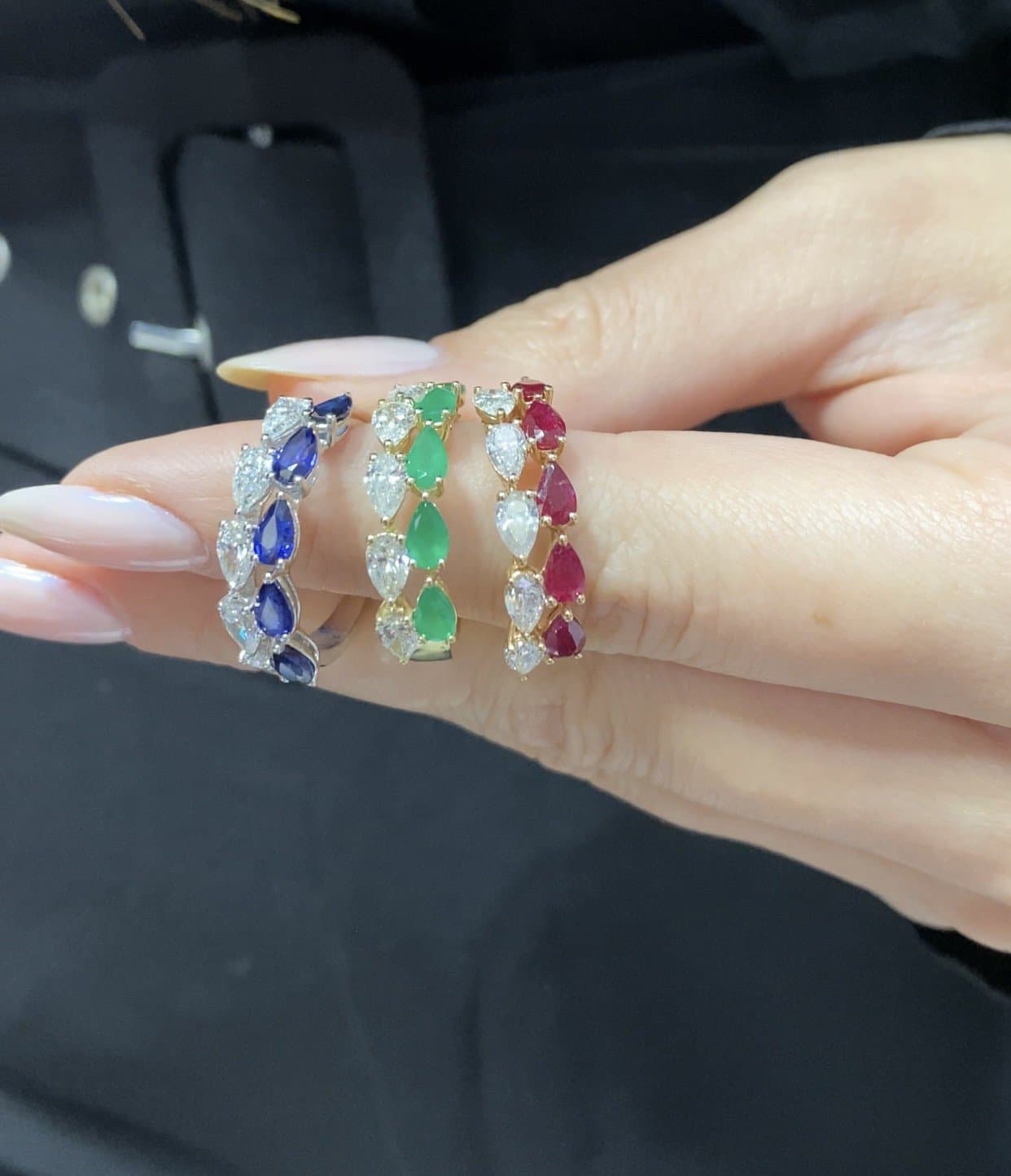 0.75ct Pırlantalı Safirli Yarımtur Altın Yüzük — 4. görünüm