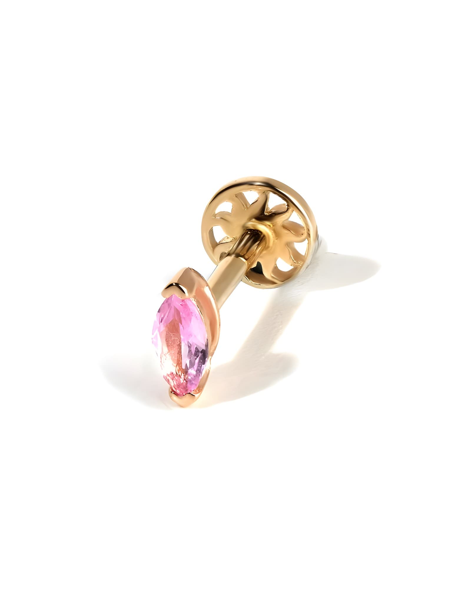Pink Sapphire Markiz Altın Piercing/Tragus