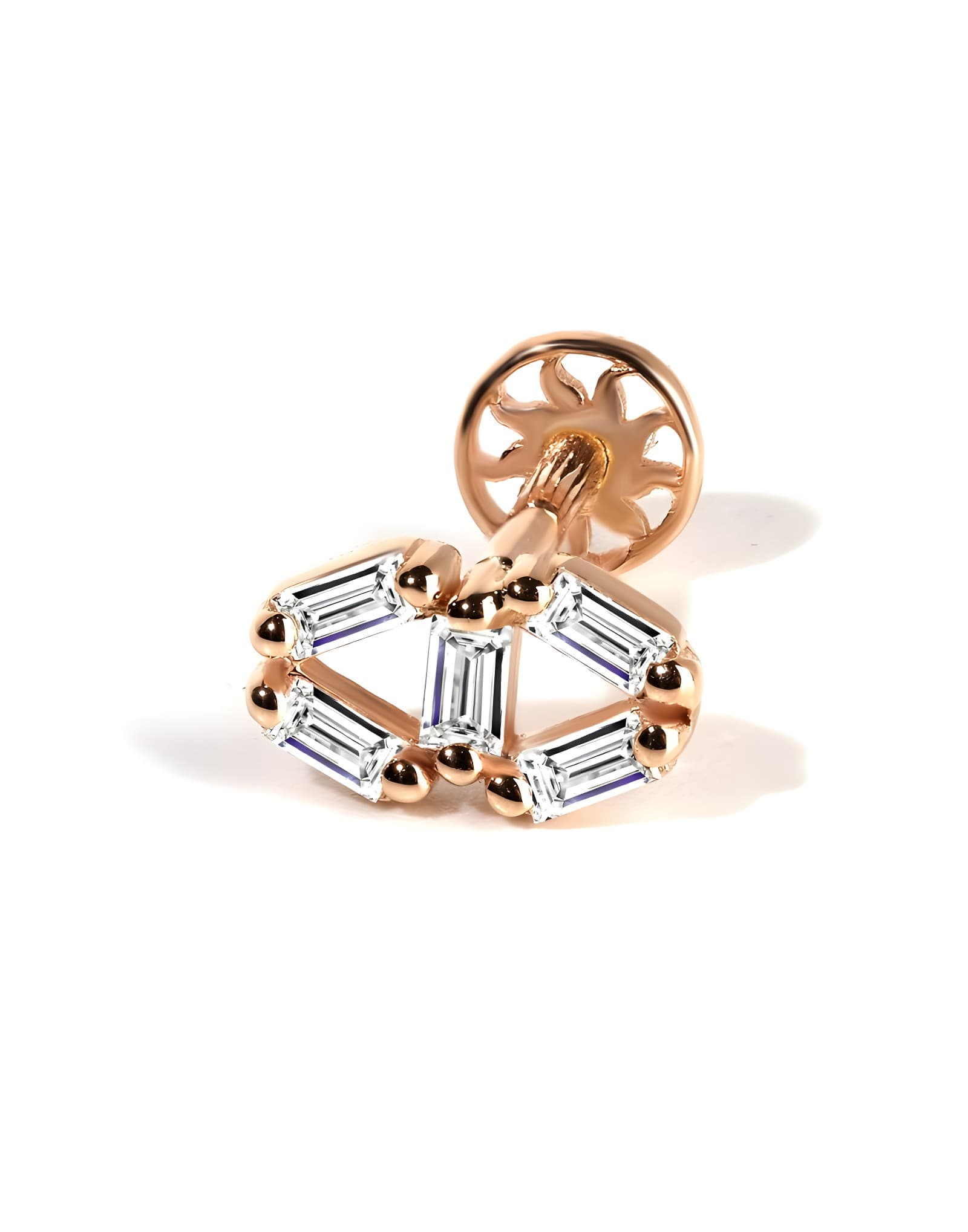 0.12ct Baget Pırlantalı Altın Piercing/Tragus