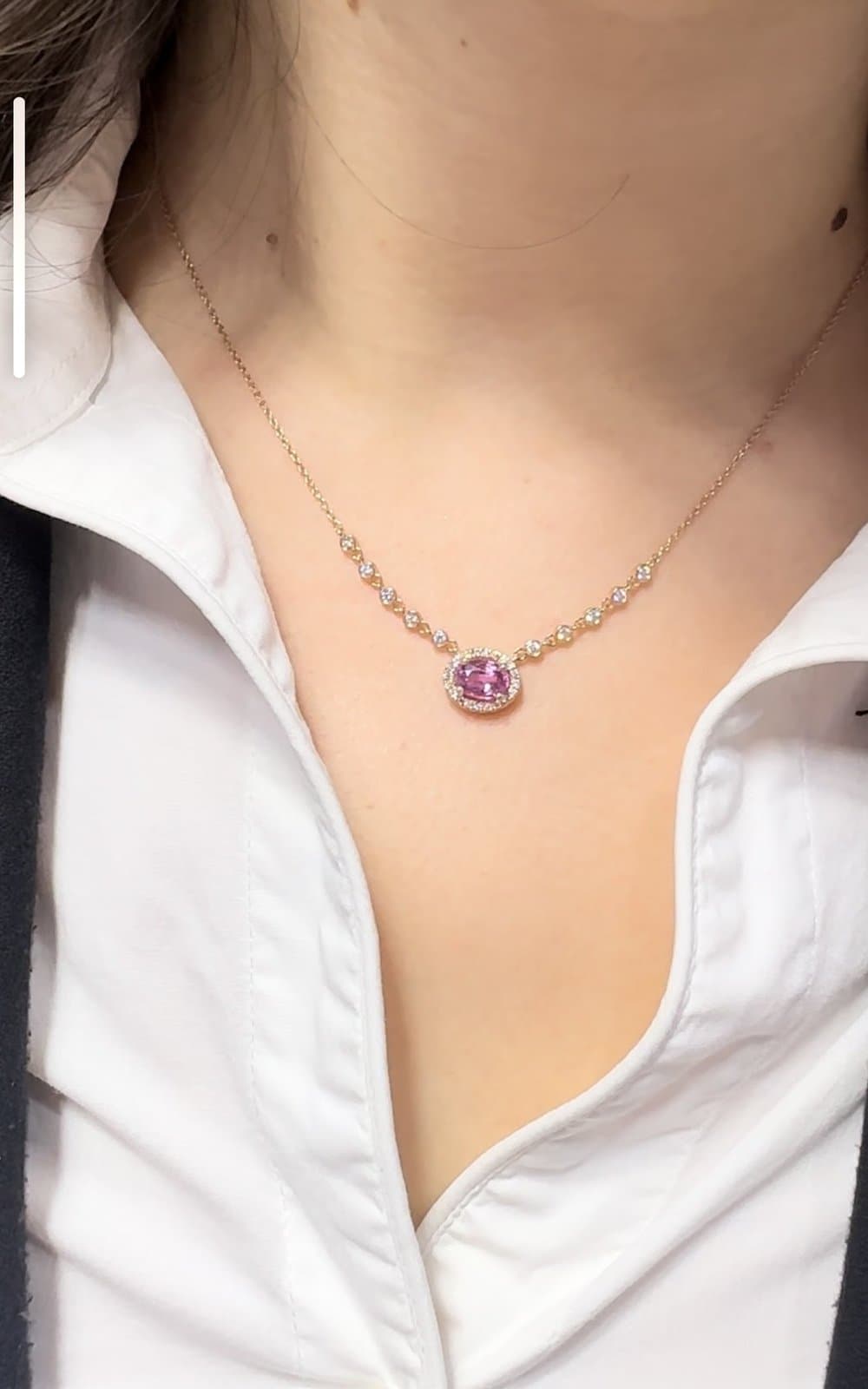 Pink Oval Pırlantalı Altın Kolye — 4. görünüm