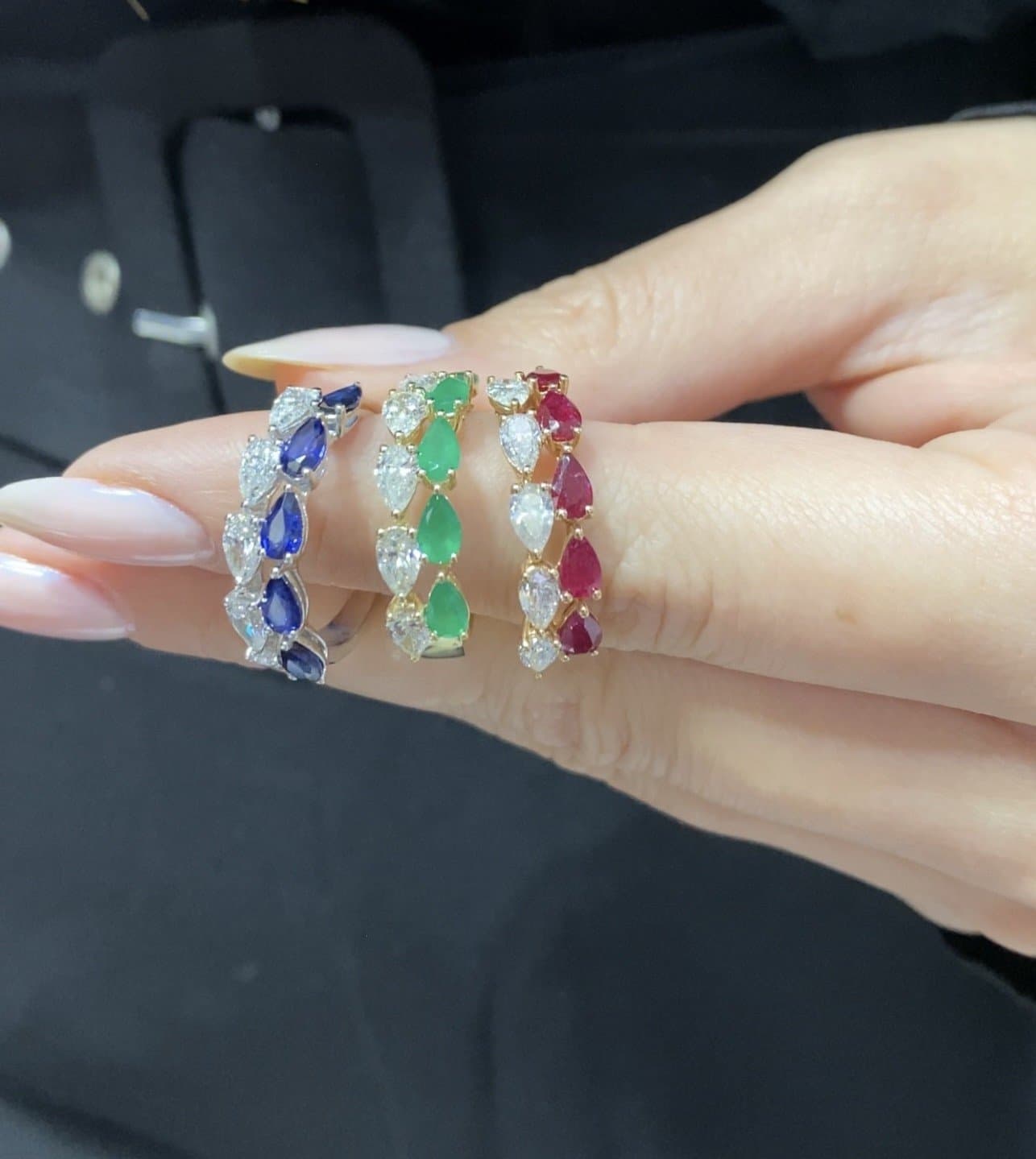 0.70ct F Rengi Damla Pırlantalı Yakutlu Altın Yüzük — 3. görünüm