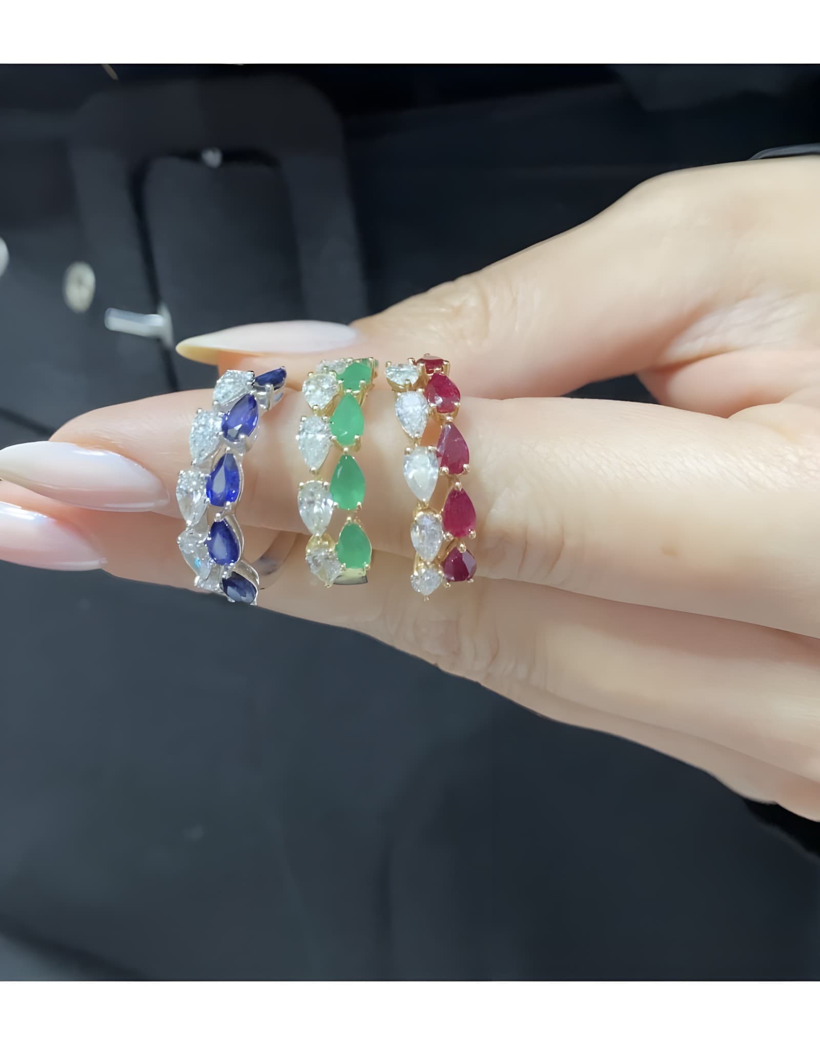 0.70ct F Rengi Damla Pırlantalı Yakutlu Altın Yüzük — 2. görünüm